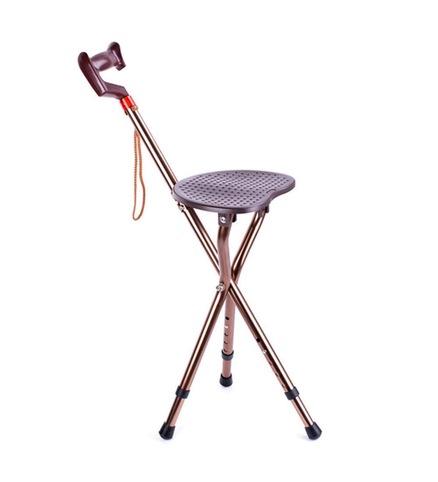 Walking Stick Seat Folding Stool Switch Sticks Three Legged Seat Stick Height Adjustable Aluminum Alloy 5 Gear Adjustment Static Loading 200Kg for Elder Parents Gift - Buy Online on SooperMarket.com