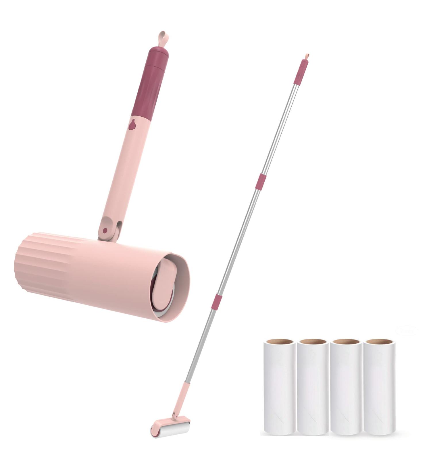 Useful CO Extendable Lint Roller for Animal Hair - 16cm to 110cm Includes 1 Roller & 4 Refill Packs (Pink) - Large Lint Roll for Sticky Leaves & Soil | International Shipping - Buy Online on SooperMarket.com