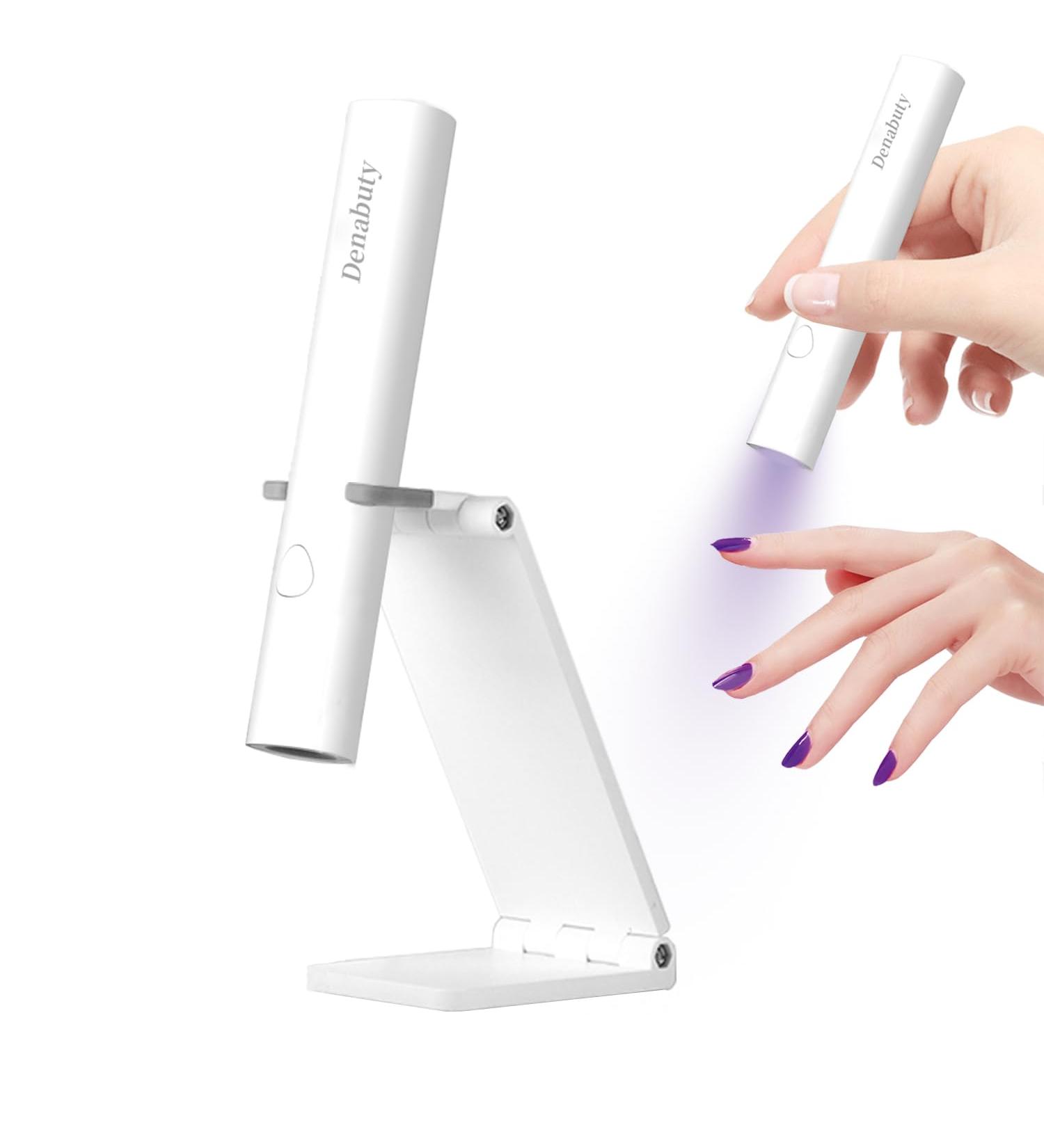 Denabuty Portable UV LED Nail Lamp with Stand - Rechargeable Cordless Nail Dryer for Gel Nails - 2 Timers for Fast Drying - White - Buy Online on SooperMarket.com