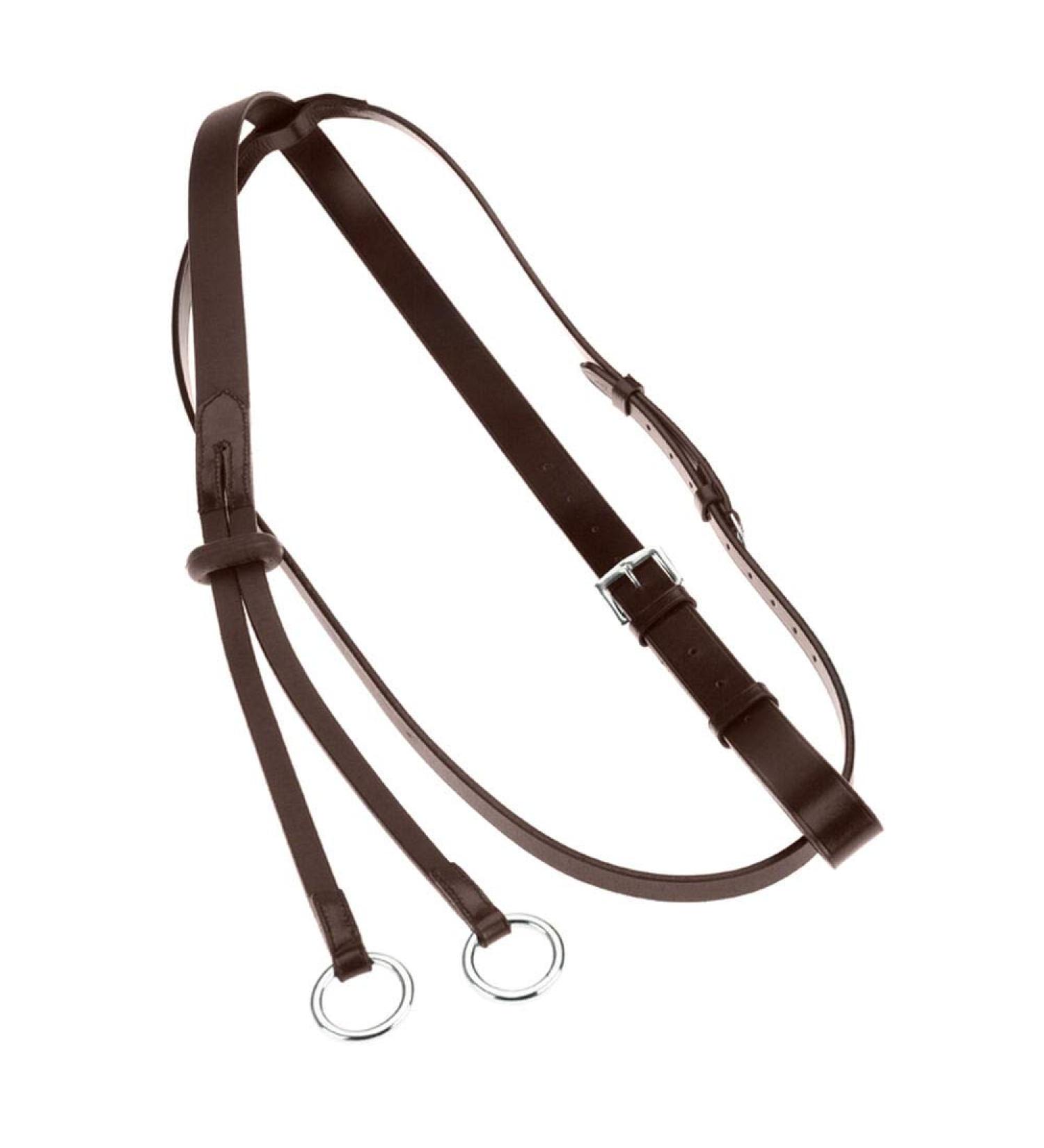 HORZE Adjustable Leather Running Martingale | Rubber Stopper Included - Dark Brown - Cob Dark Brown Cob