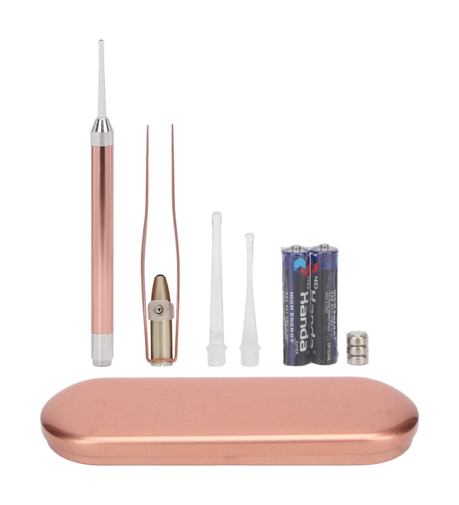 Rose Gold Ear Cleaning Kit with Light | Visible Ear Wax Removal Tool with Storage Box | Full Polishing | Ear Spoon for Gentle Ear Cleaning - Buy Online on SooperMarket.com