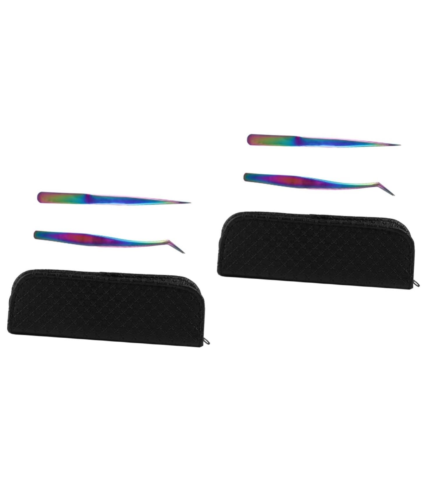 Buy 2 Sets of Colorful Stainless Steel Eyelash Tweezers - 13x1cm Perfect for Lengthening - International Shipping Available - Buy Online on SooperMarket.com