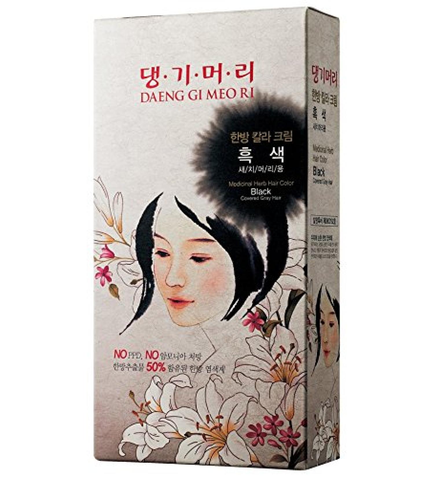 Daeng Gi Meo Ri Korean Herbal Hair Dye Cream Black - PPD-Free Gray Coverage & Hair Protection High-Keratin Formula - 5 Oz - Buy Online on SooperMarket.com