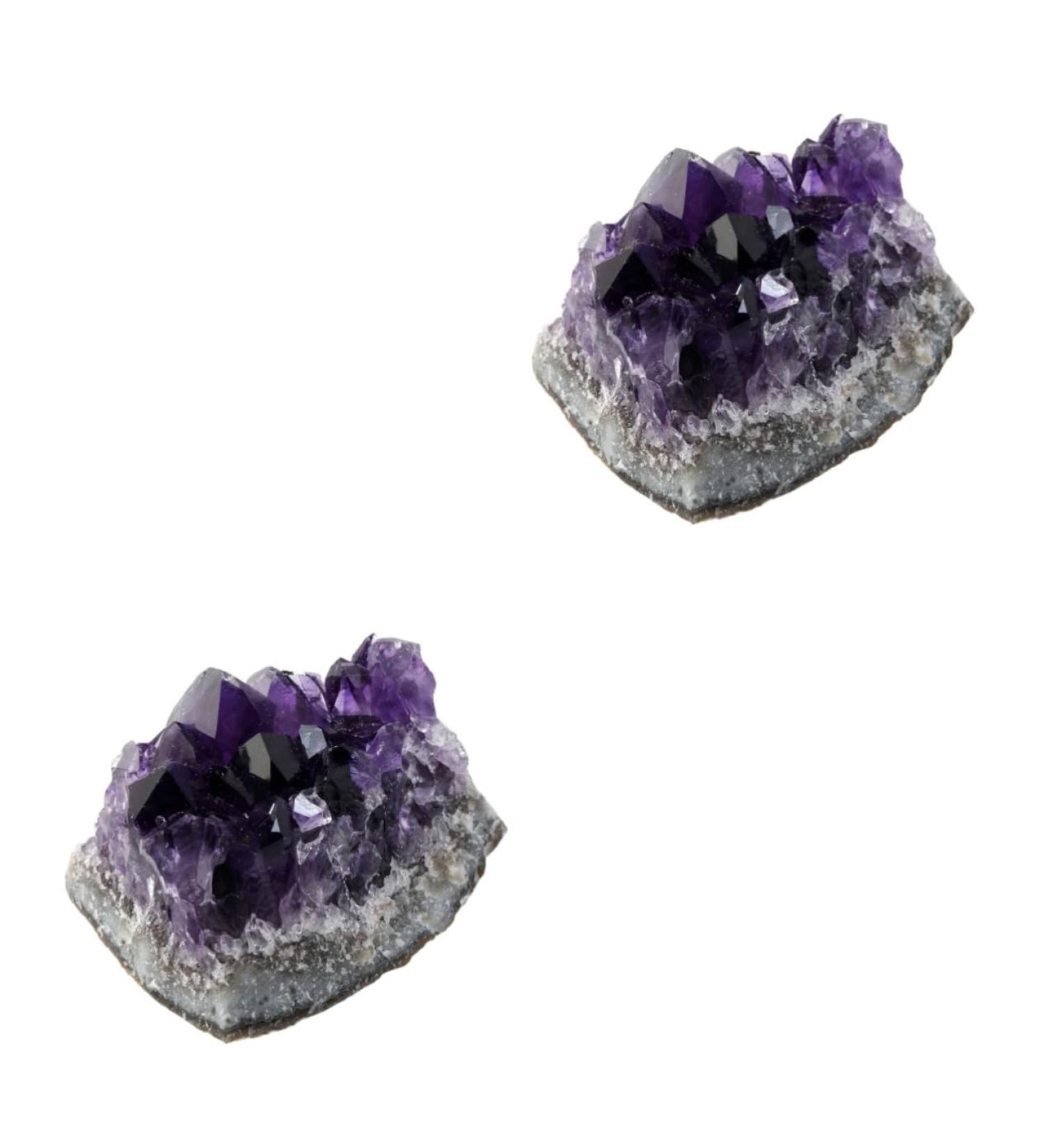 PRETYZOOM Purple Ornament 2pcs Amethyst Cluster Chips Rock Amethyst Gravel Geode Natural Crystal Adornment Irregular Fluorite - Buy Online on SooperMarket.com
