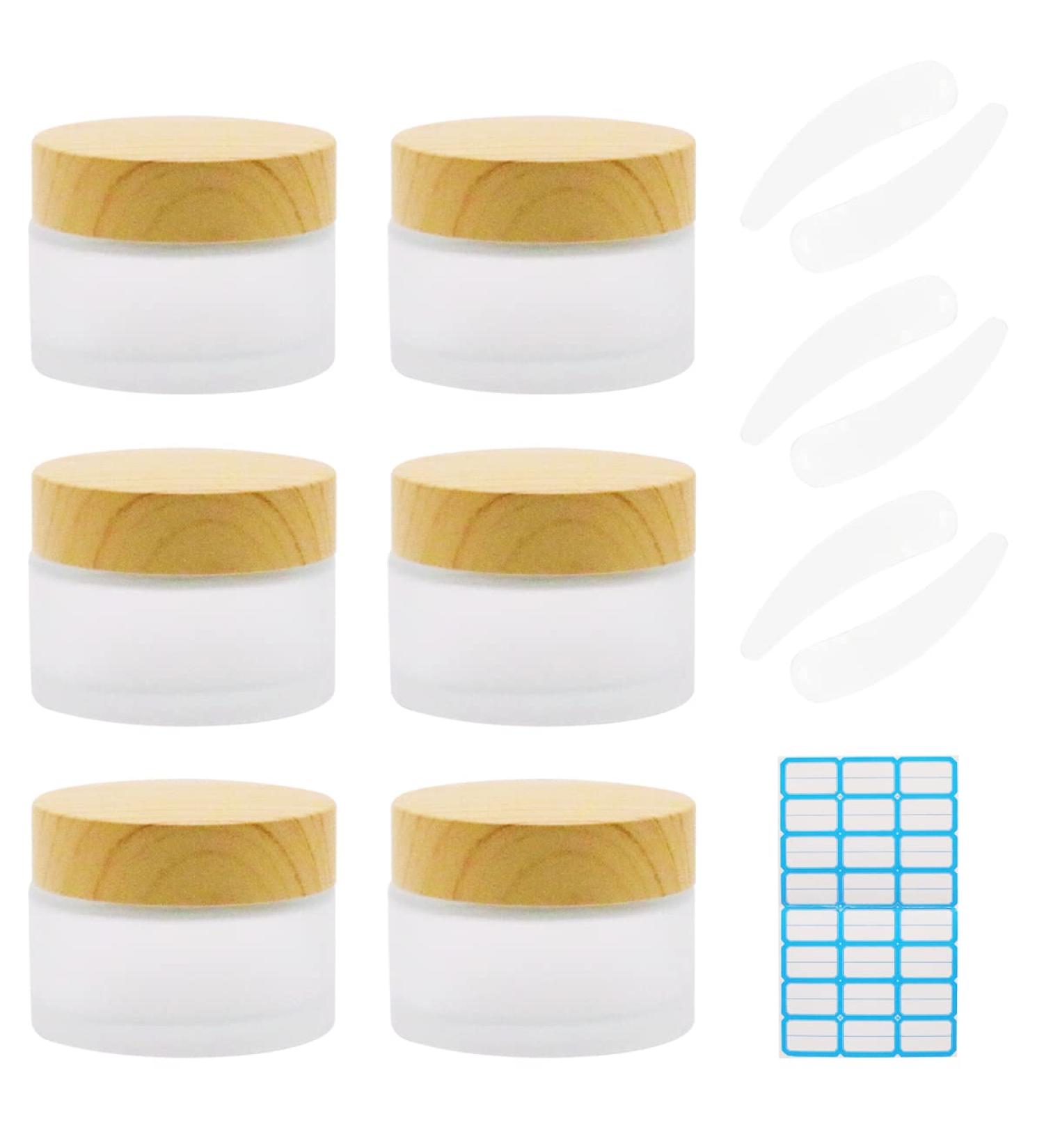 Meiyiday 6-Piece Glass Treats Set with Bamboo Lid - 30ml Clear Glass Containers for Creams Mini Candles Cosmetics & Essential Oils - Buy Online on SooperMarket.com