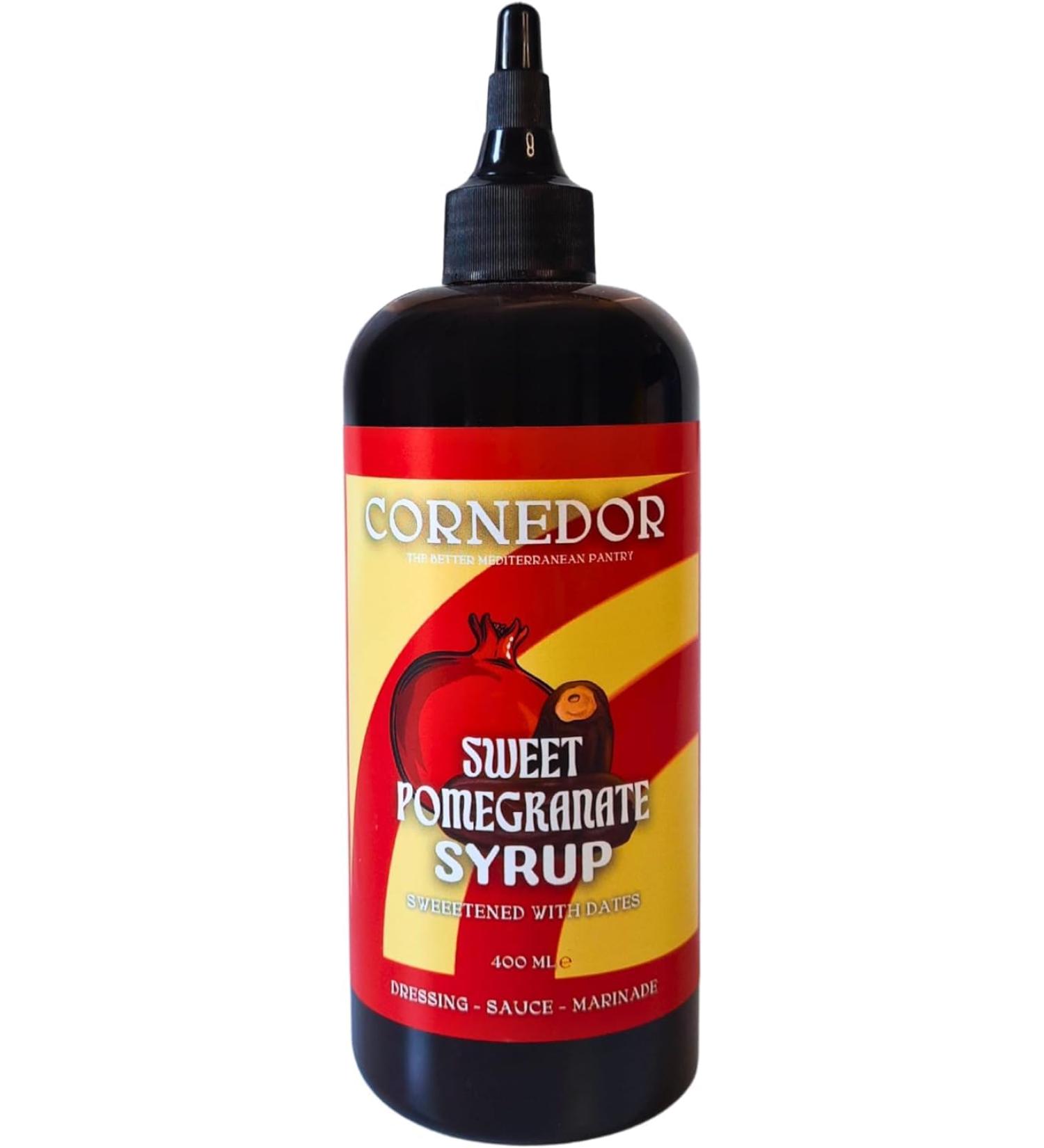 CORNEDOR Pomegranate & Date Syrup 400ml - Sweetened with Dates | No Added Sugar | Dressing Sauce Marinade - Buy Online on SooperMarket.com