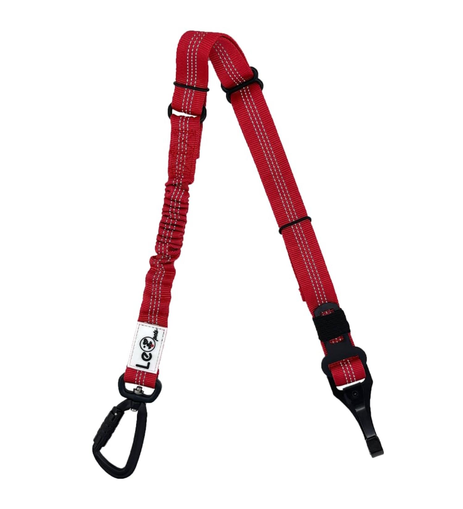 Leopets Dog Seat Belt for Car | Universal Fit for All Dog Sizes 30cm - 90cm | Safety Carabiner & Reflective Design - Red - Buy Online on SooperMarket.com