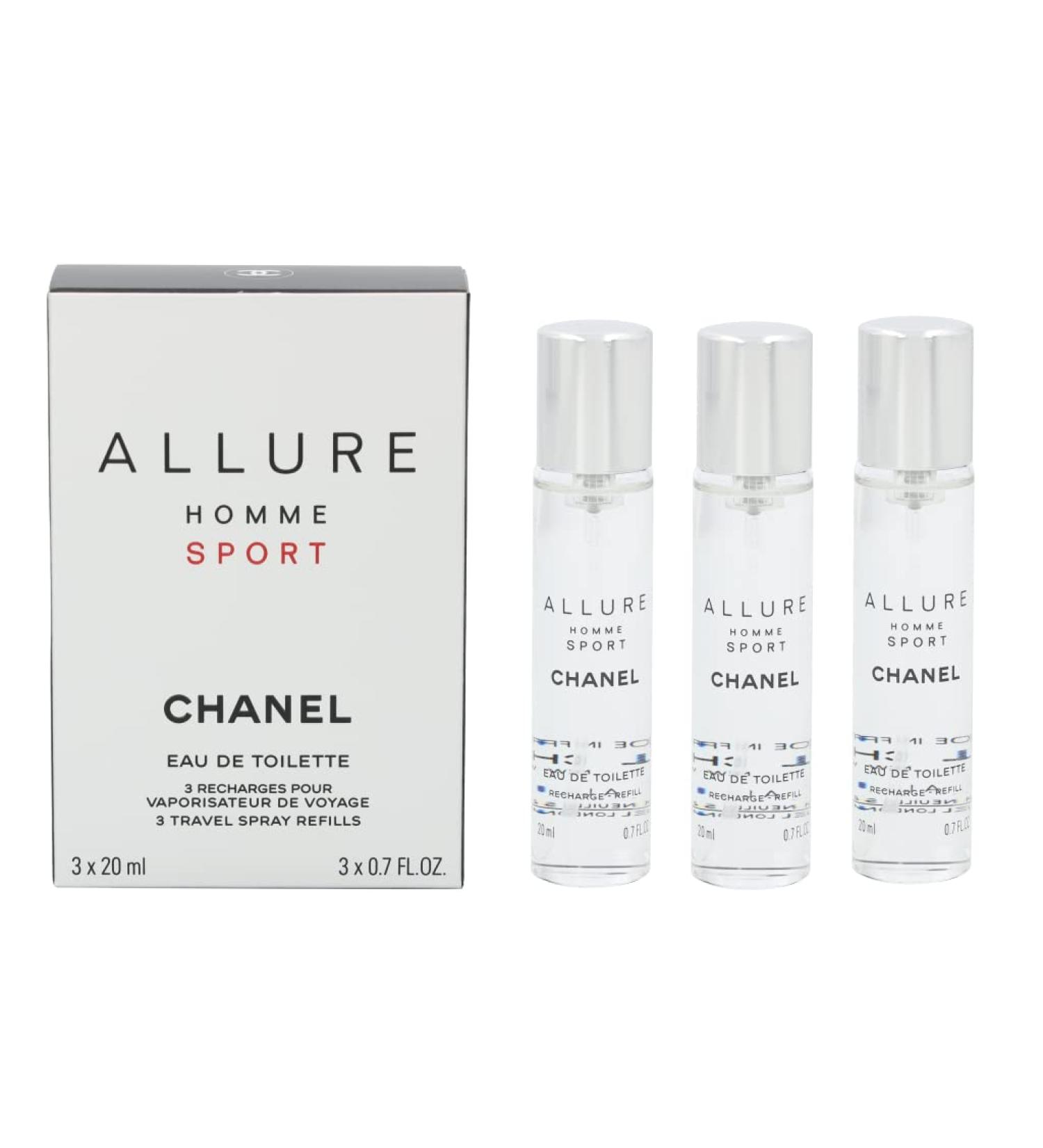 Chanel Allure Homme Sport Eau De Toilette Travel Spray Refills (3 Refills) 3x20ml Fresh 0.7 Fl Oz (Pack of 3) - Buy Online on SooperMarket.com