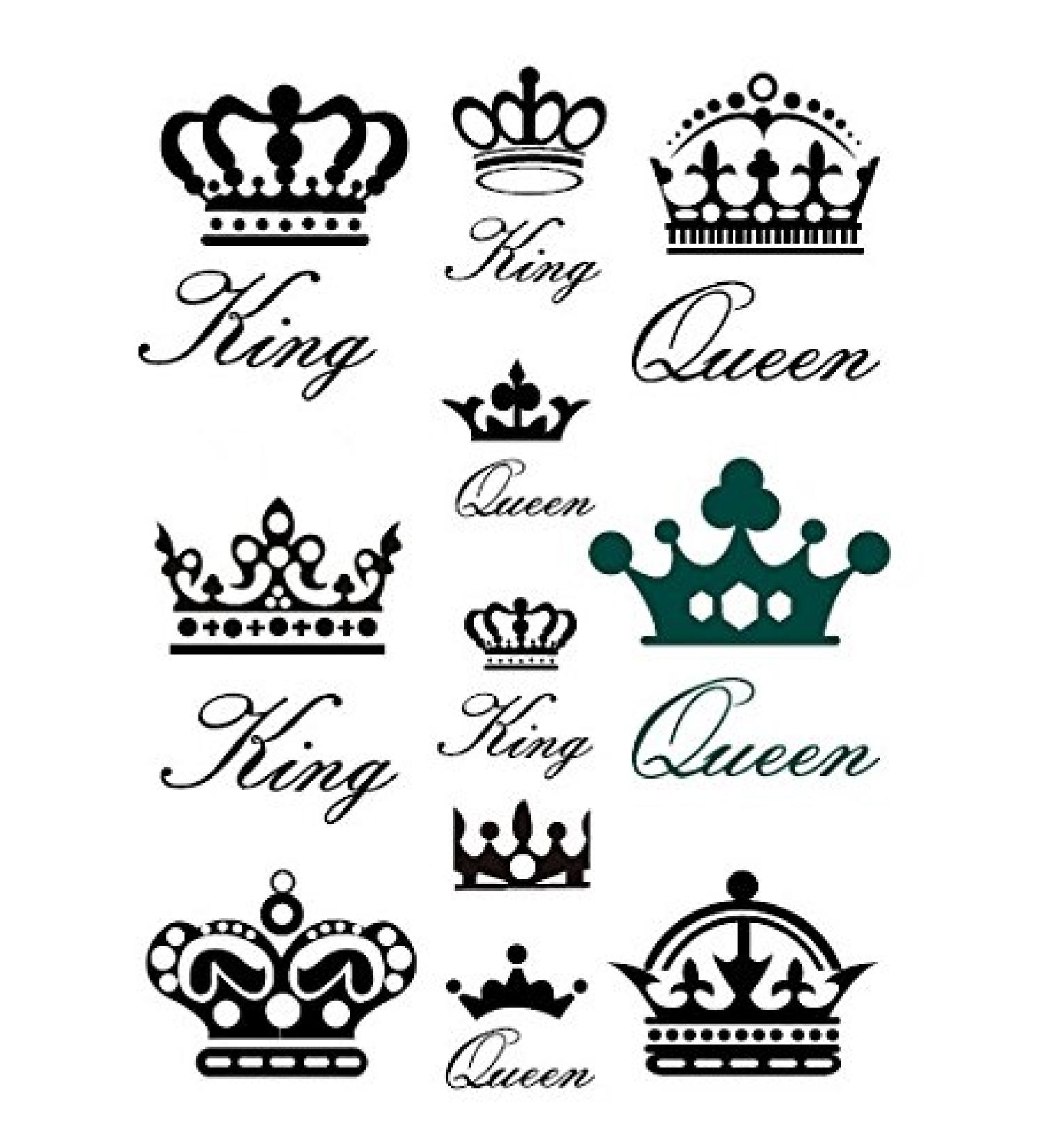 Set of 2 Waterproof Temporary King Queen Crown Fake Tattoo Stickers by SanerLian - Buy Online on SooperMarket.com