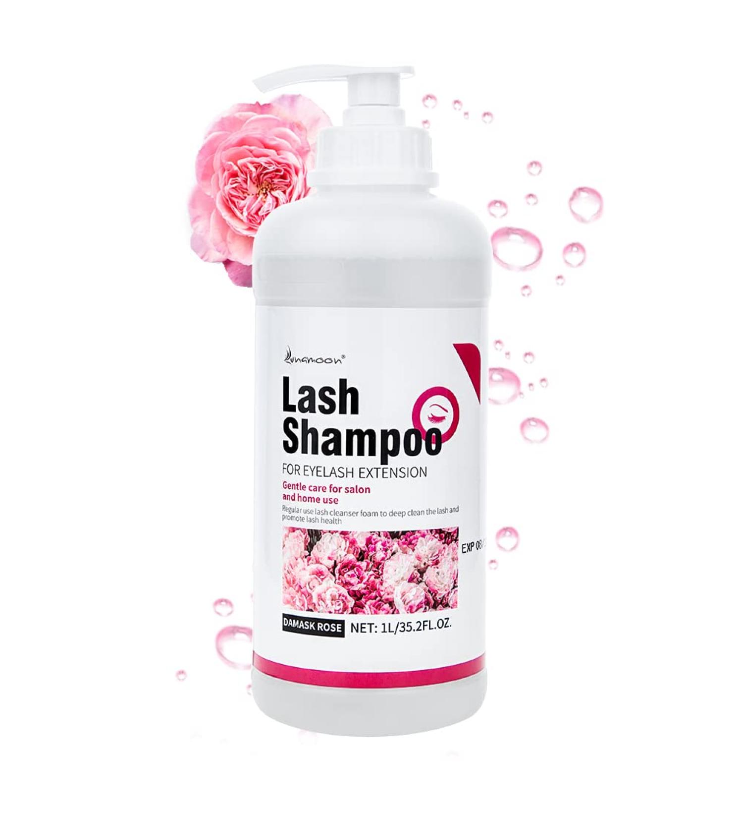 Lunamoon Eyelash Shampoo 1L | Gentle Foam Cleanser for Eyelash Extensions | Makeup Remover & Eyelid Care | Rose Scented Eyelash Foam - Buy Online on SooperMarket.com