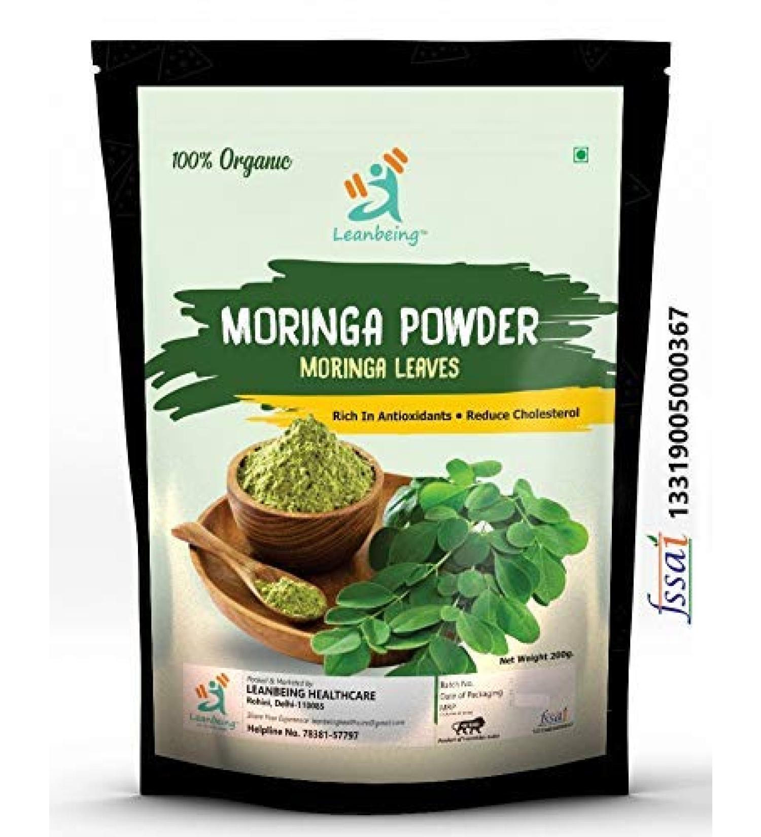 Metrol Leanbeing Organic Moringa (Olifera) Leaf Powder- Powerful Vitamins & Antioxidants (200 Gm) - Buy Online on SooperMarket.com