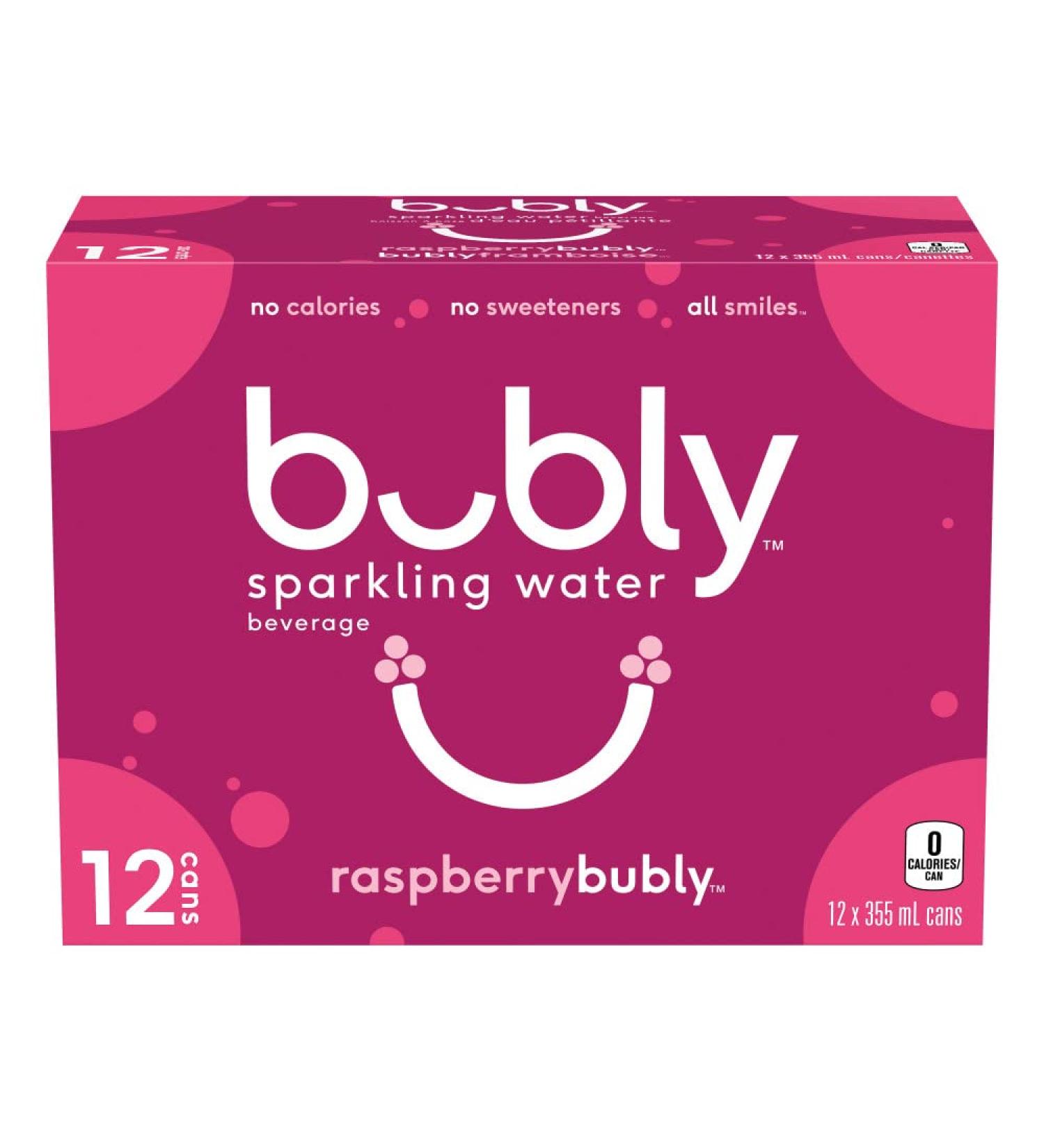Bubly Sparkling Water raspberry 12 x 355 mL - Buy Online on SooperMarket.com