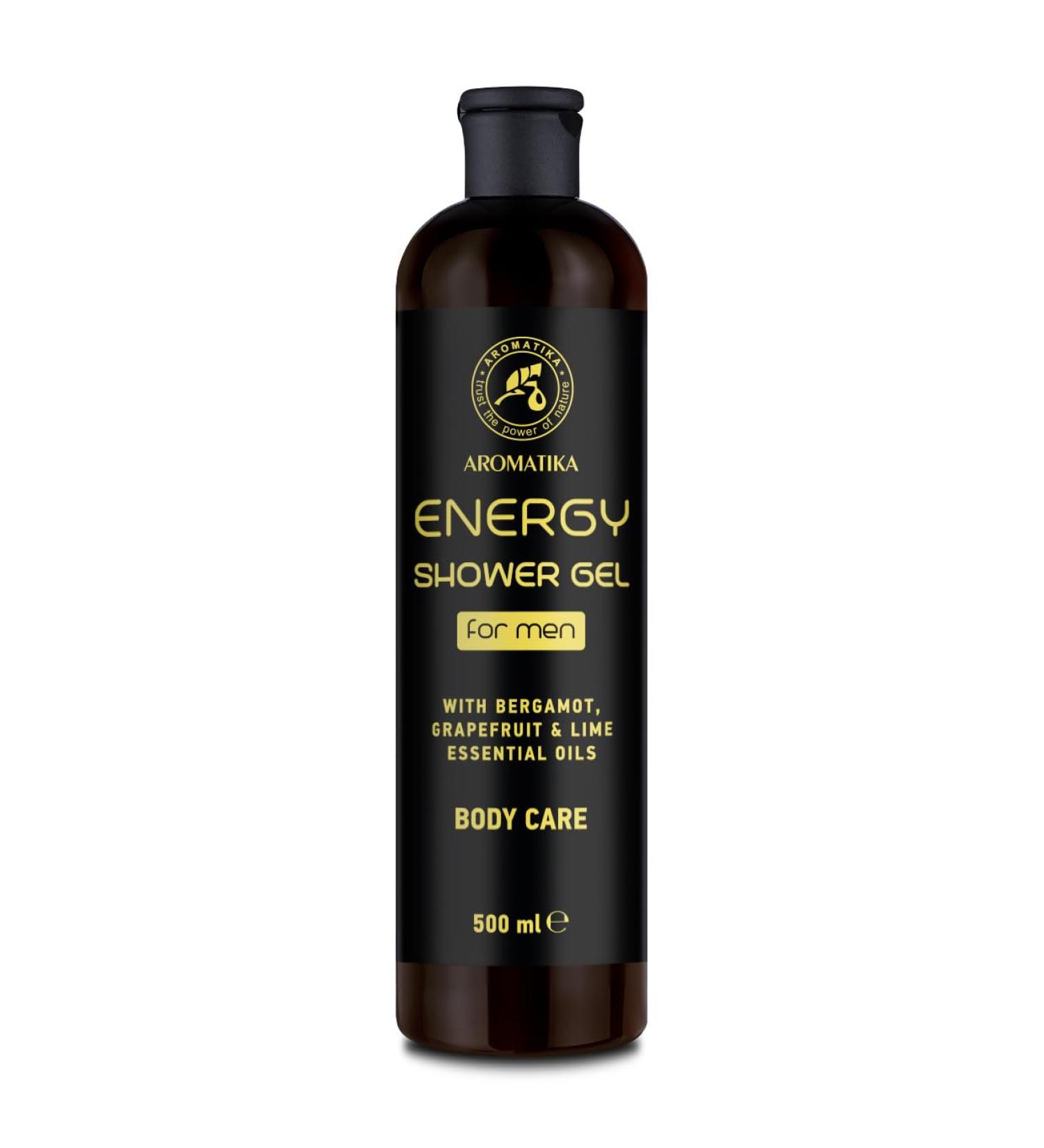 Shower Gel Energy 500ml - Shower Gel for Men - Gel with Bergamot Essential Oil - Grapefruit Essential Oil - Lime Essential Oil - Skin Care - Cleansing and Care - Fresh Fragrance - Body Wash for Him - Buy Online on SooperMarket.com