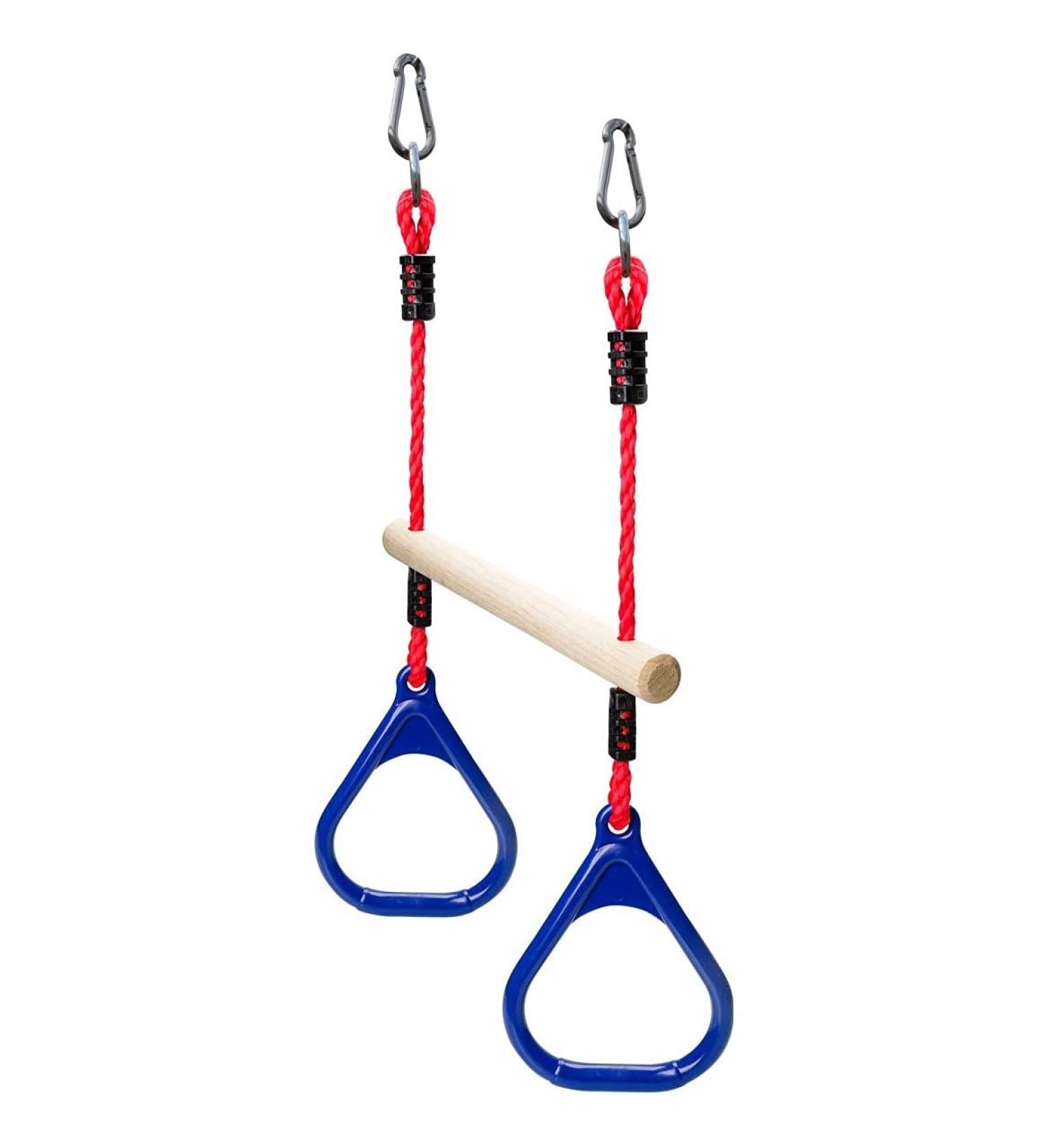 Lily's Things Trapeze Swing Bar with Gymnastic Rings - Ninja Warrior Accessories for Kids - Easy Attachment to Home Playground Equipment - Buy Online on SooperMarket.com