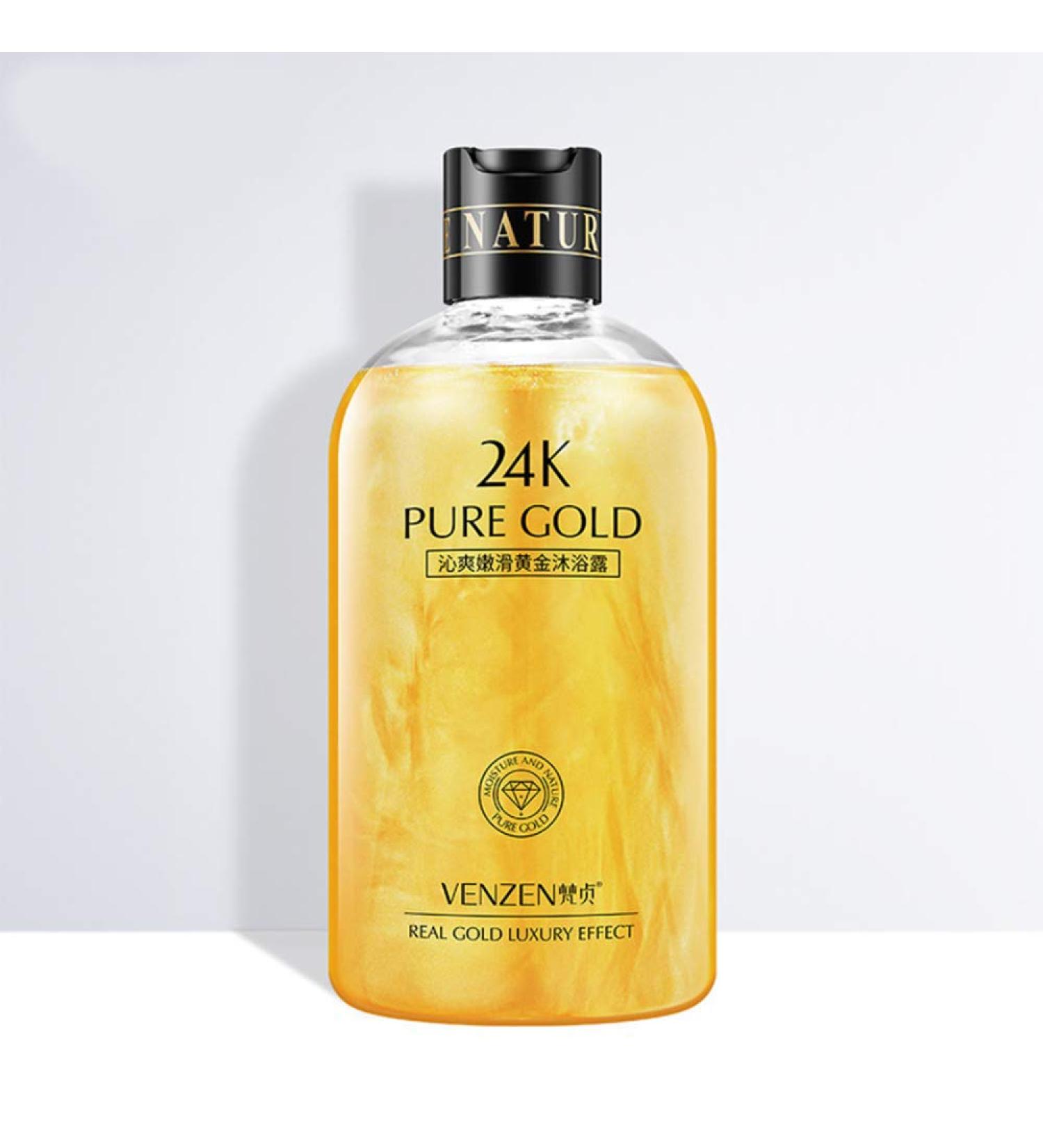 VENZEN Shower Gel 24K Pure Gold Cool Smooth Moisturizing Effect Natural Essence 550Ml - Buy Online on SooperMarket.com