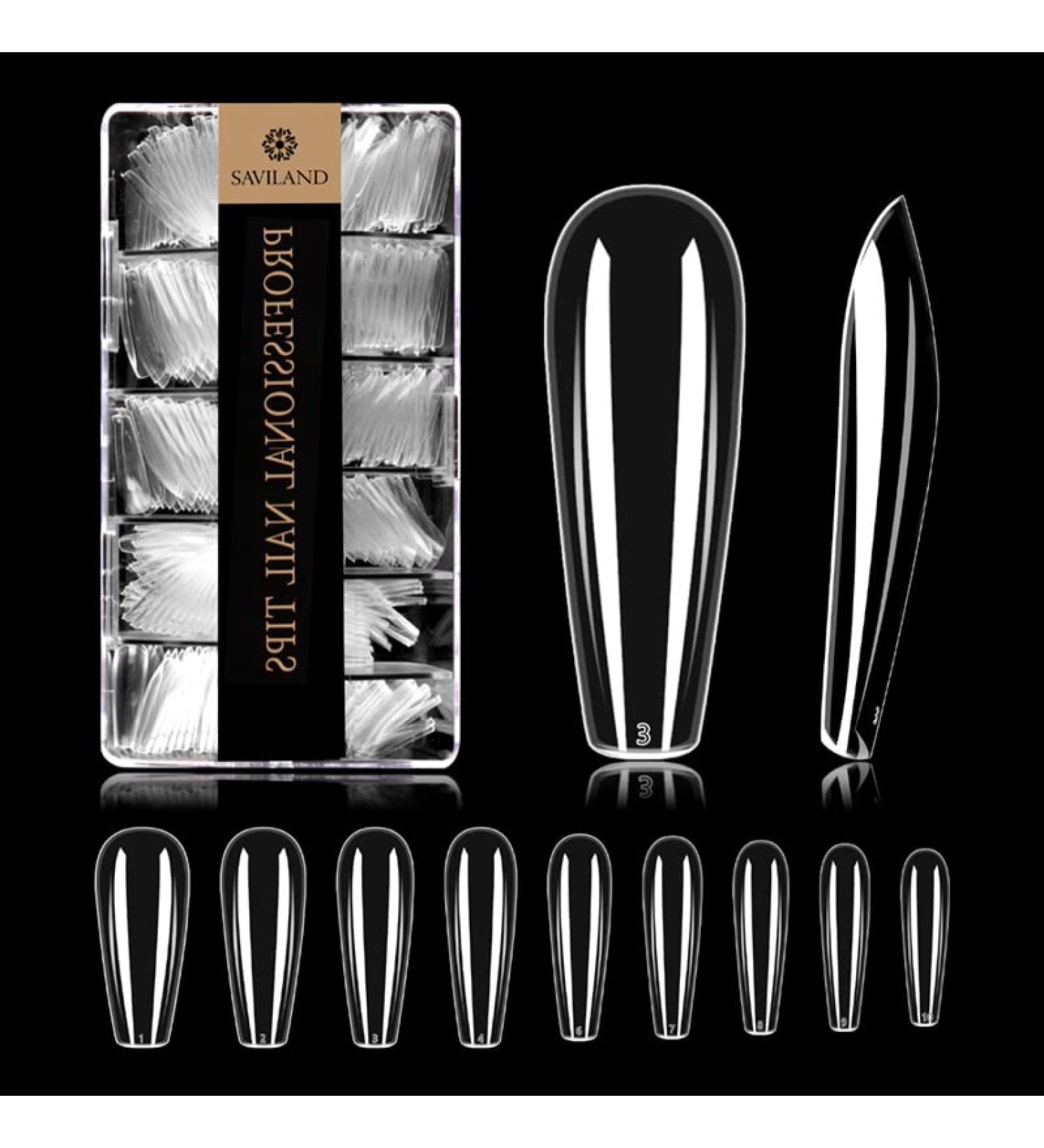 Saviland Clear Coffin Nail Tips- 500Pcs Full Cover Acrylic Press on Nails for Acrylic & Dip Powder Nails - 10 Sizes A-500PCS - Buy Online on SooperMarket.com