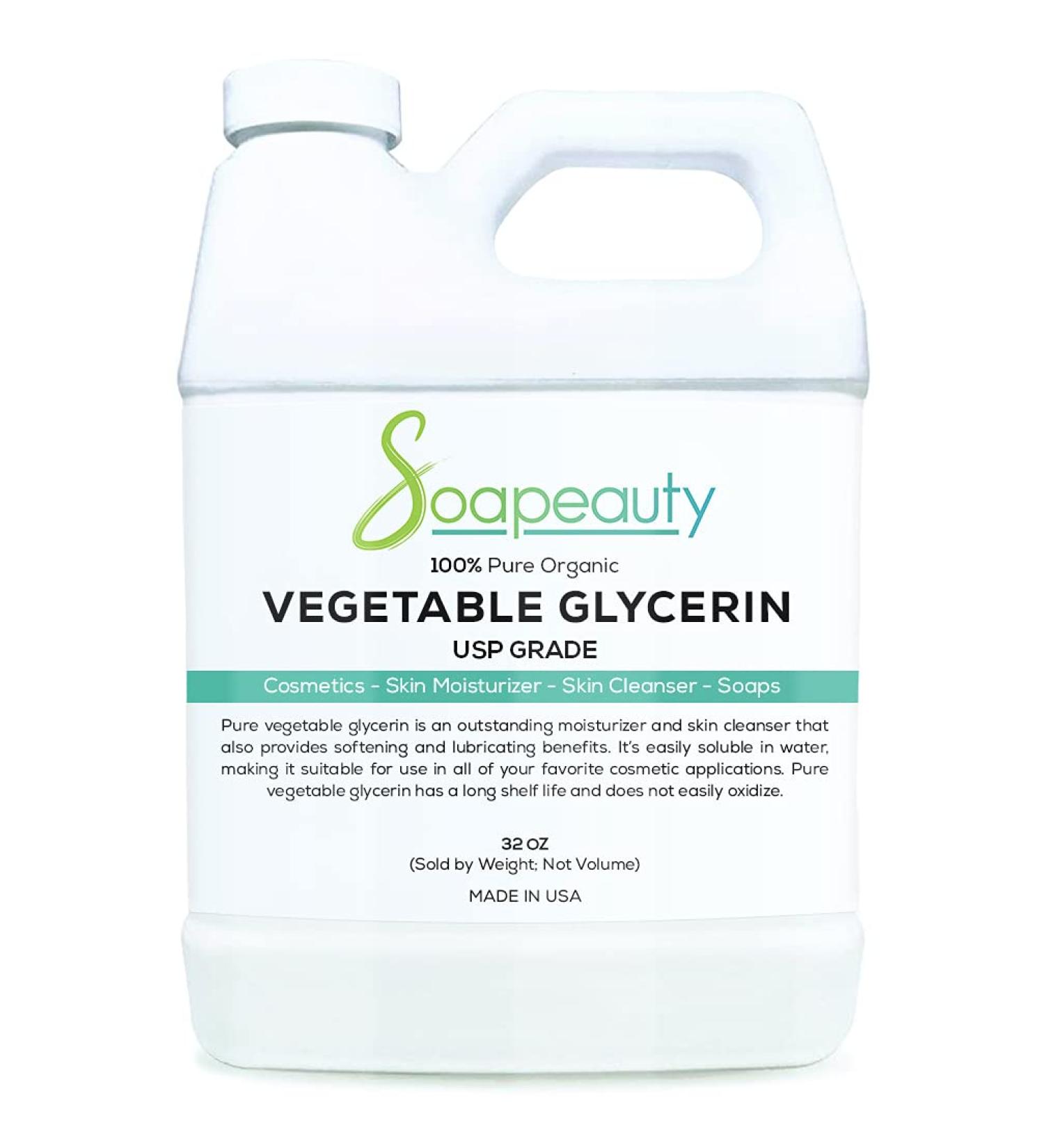 Organic USP Grade Vegetable Glycerin | Non-GMO Natural | for Cosmetic, Skin, Hair Care, Soap Making | 32 oz - Soapeauty - Buy Online on SooperMarket.com