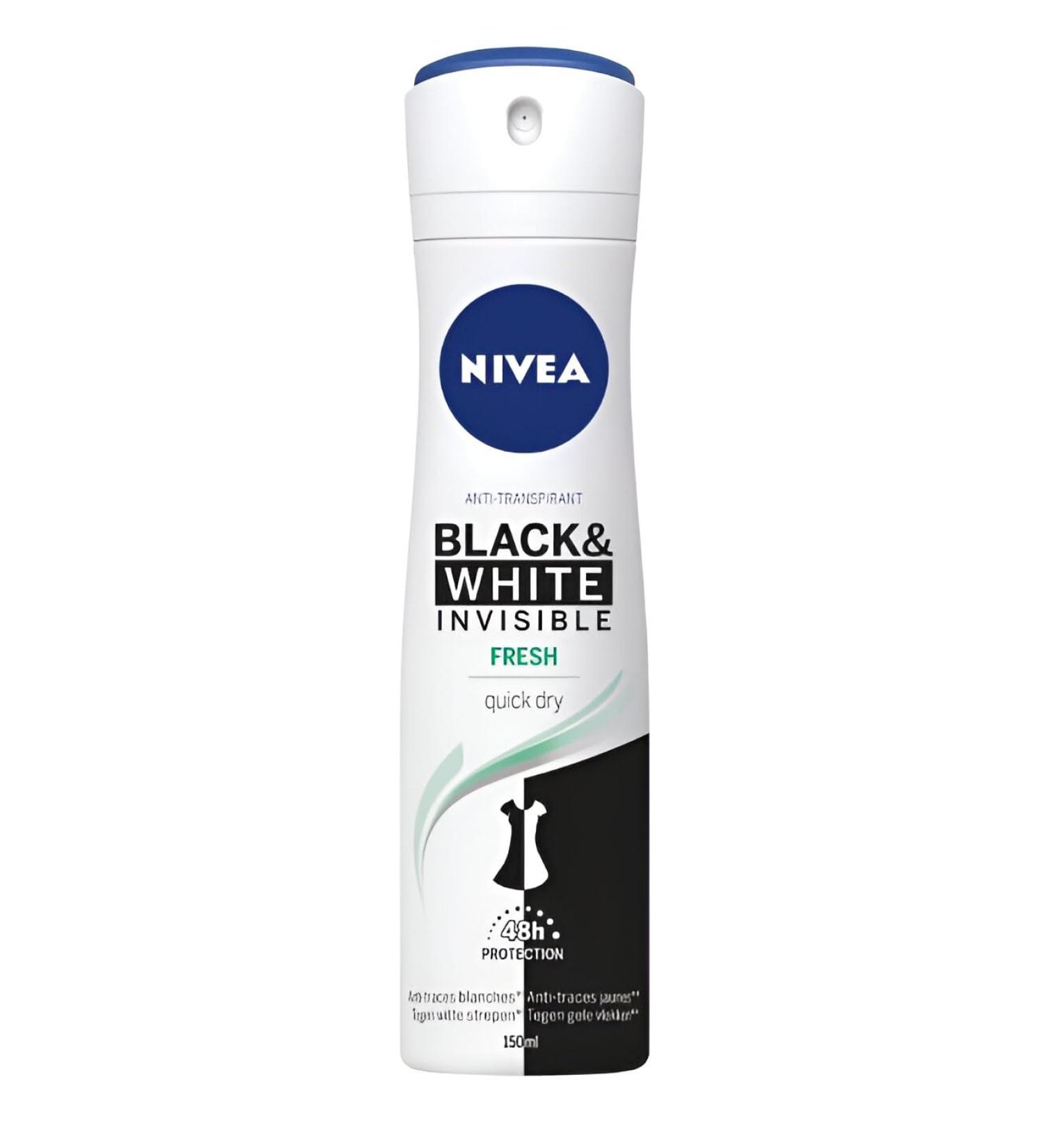 Nivea Invisible Black & White Fresh Anti-Perspirant Deodorant - Pack of 2 x 150 ml | Best International Shipping - Buy Online on SooperMarket.com