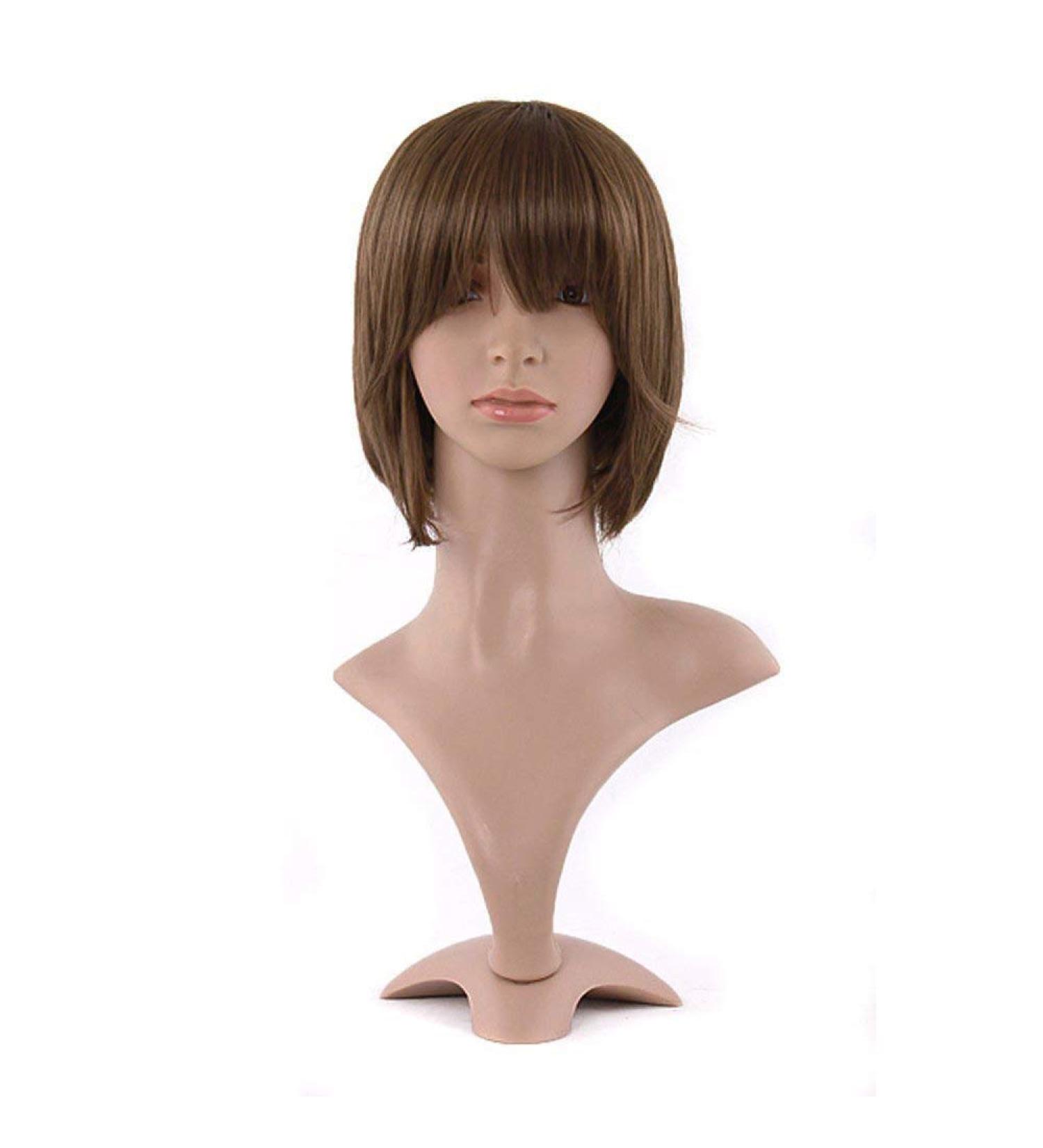 MapofBeauty Natural Designer Short-Length Synthetic Straight Wig - Light Brown | Premium Quality & Worldwide Shipping - Buy Online on SooperMarket.com