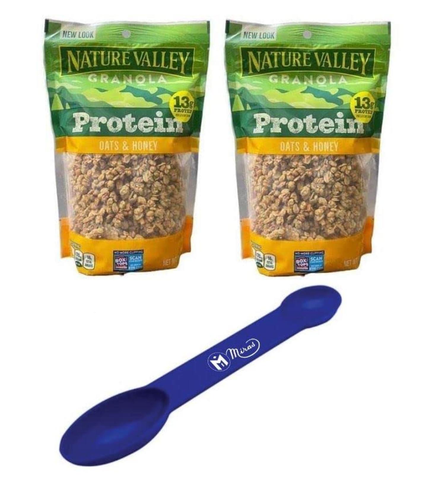 (Pack of 2) Nature Valley High Protein Granola Oats and Honey 11oz Bags with Free Miras Trademark 2-in-1 Measuring Spoon - Buy Online on SooperMarket.com