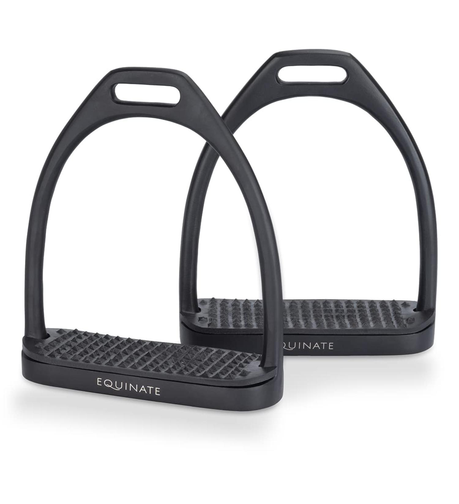 Equinate Stirrups Midway 10cm Black Matt - Anti-Slip Rubber Tread for Adults & Children - Set of 2 - International Shipping Available - Buy Online on SooperMarket.com