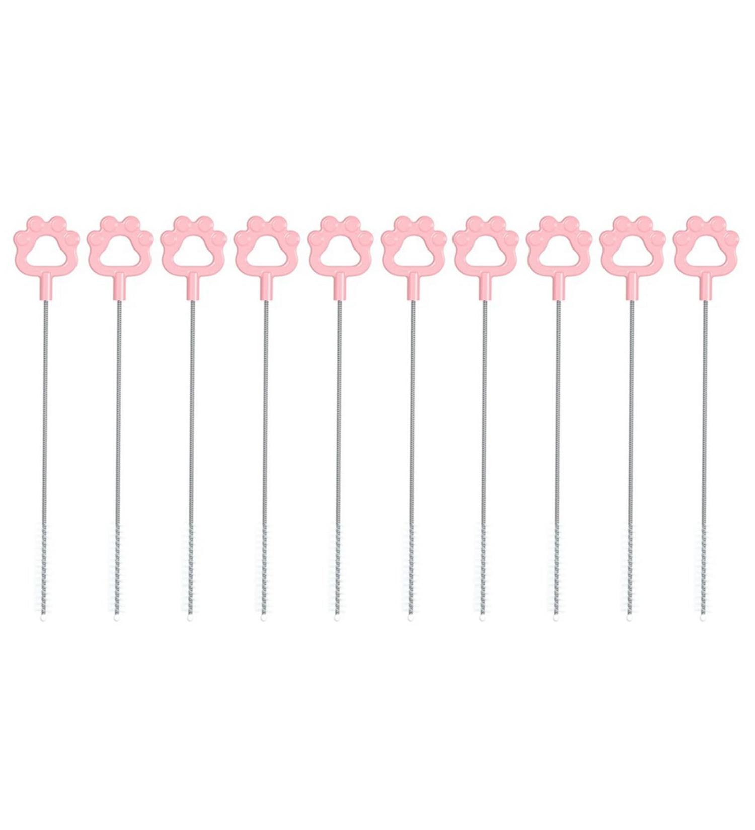 Erhigher Plastic Straw Brush for Cleaning 10 Pcs Nylon Brushes Effective Soft Bristle Stainless Steel Reusable Residue-Free Pink - Buy Online on SooperMarket.com