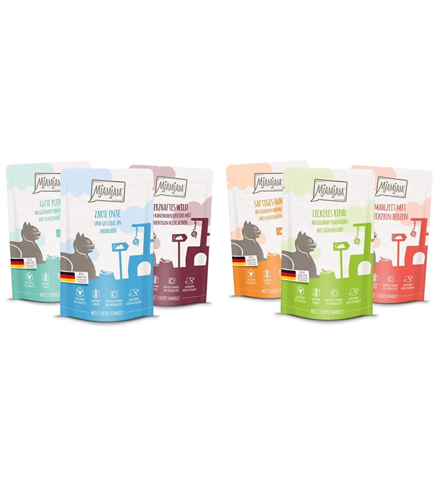 Mjamjam Mix Package II - Premium Wet Cat Food 12-Pack (1.5kg) | Chicken Cattle & Heart Bundle - Buy Online on SooperMarket.com