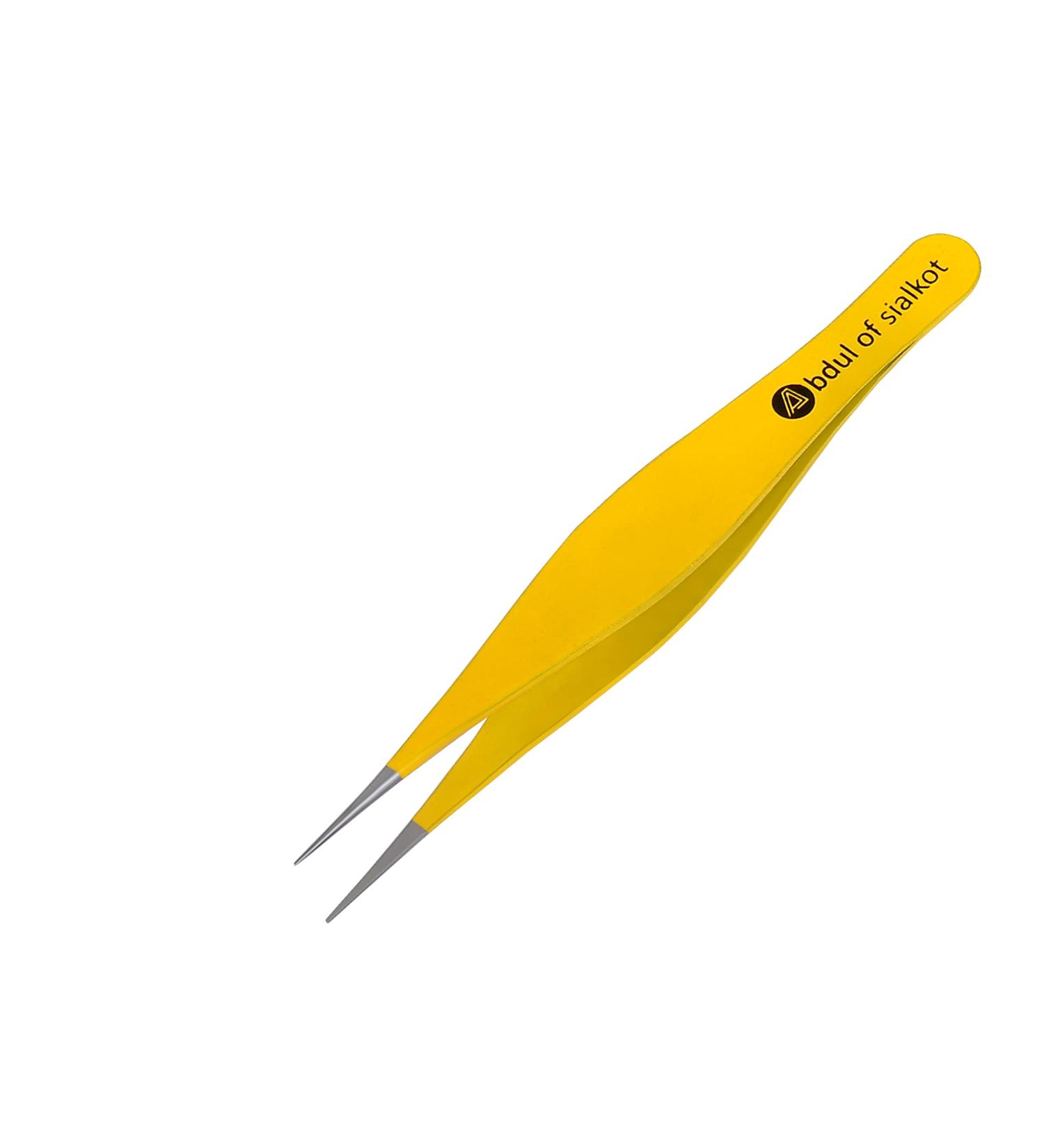 Abdul of Sialkot Pointed Tweezers - Precision Ingrown Hair & Blackhead Removal Tool - Yellow - Buy Online on SooperMarket.com