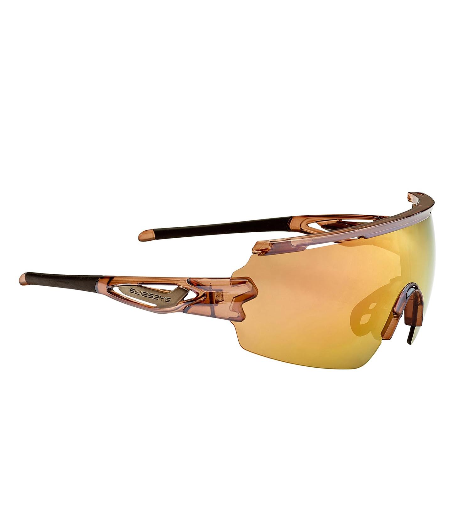 Swisseye Signal Sports Glasses - 100% UVA/UVB/UVC Protection Adjustable Nose Shiny Laser Crystal Brown/Black Includes Case - Buy Online on SooperMarket.com