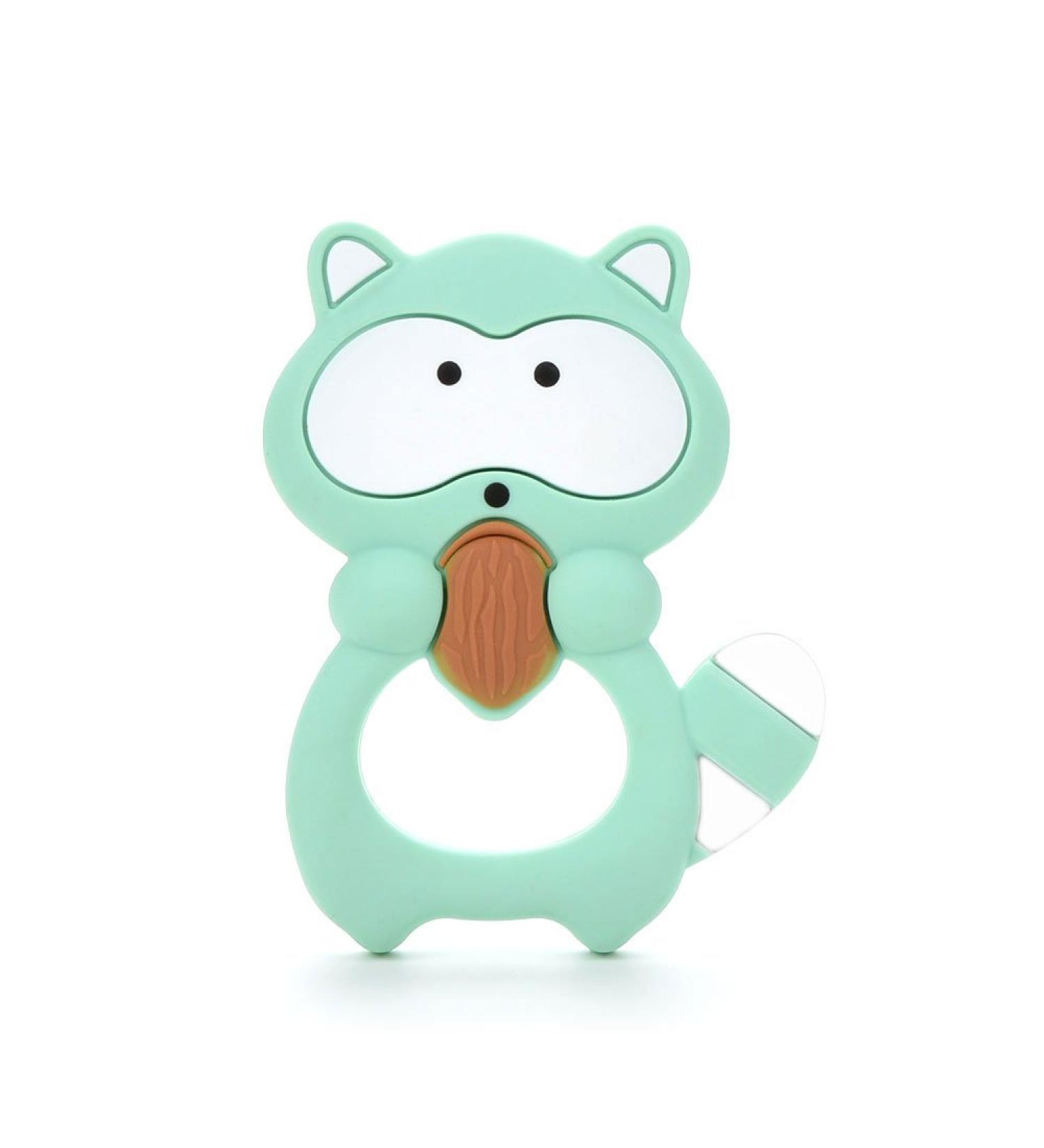 Lofca Silicone Raccoon Teether Pendant BPA Free Teething Toys Baby Teether Teething Accessory   mint