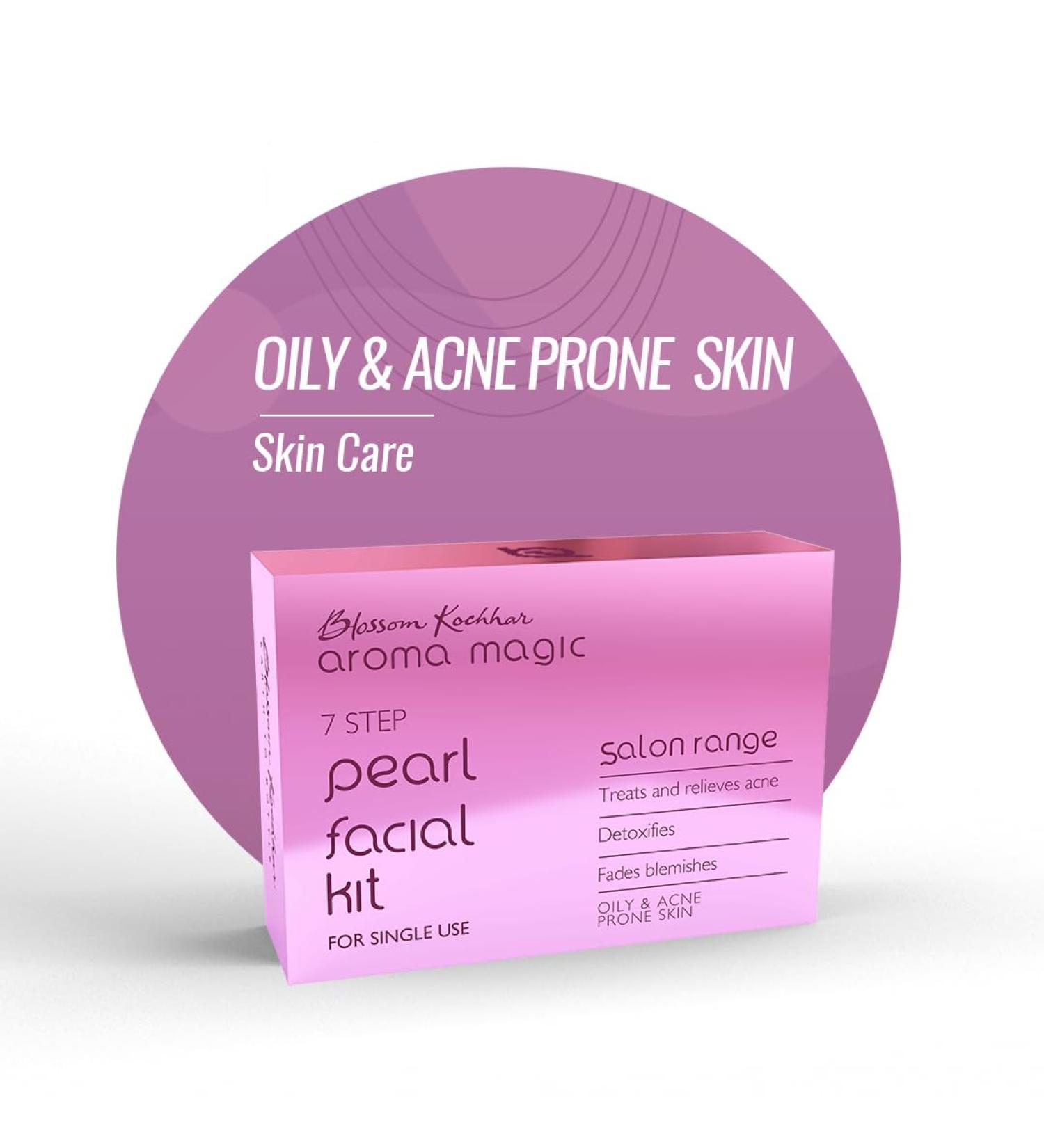 Aroma Magic Pearl Facial Kit - 7 Steps Skincare Set for Oily & Acne Prone Skin | Deep Cleansing Reduces Spots & Smoothens Skin | Single Use - Buy Online on SooperMarket.com