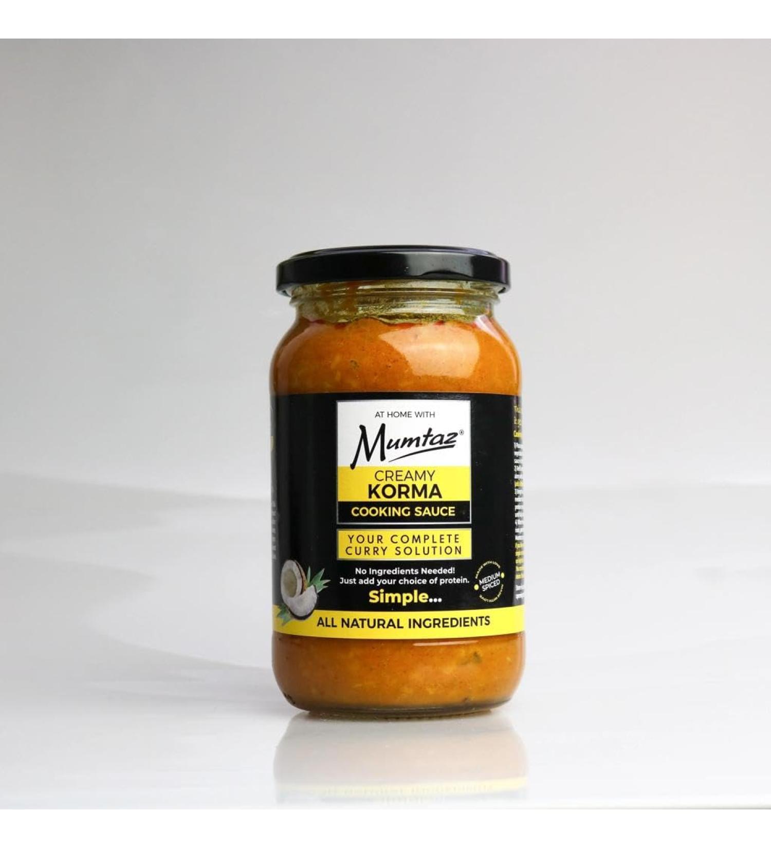 Mumtaz CREAMY KORMA Indian Curry Cooking Sauce - Restaurant Quality at Home - Medium Spiced - 350g Jar Serves 4-5 - All Natural Ingredients- Gluten Free- Vegetarian Friendly. - Buy Online on SooperMarket.com