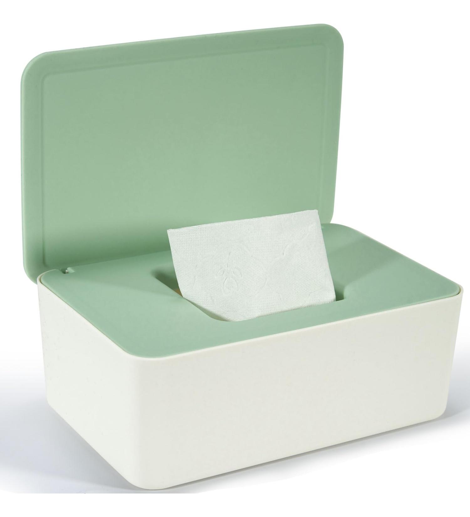 Cheerhom Baby Wet Wipes Box - Green Storage Box for Damp Toilet Paper & Cloths | 18 x 12.2 x 7cm | Ideal for Home Office & Outdoor Use - Buy Online on SooperMarket.com