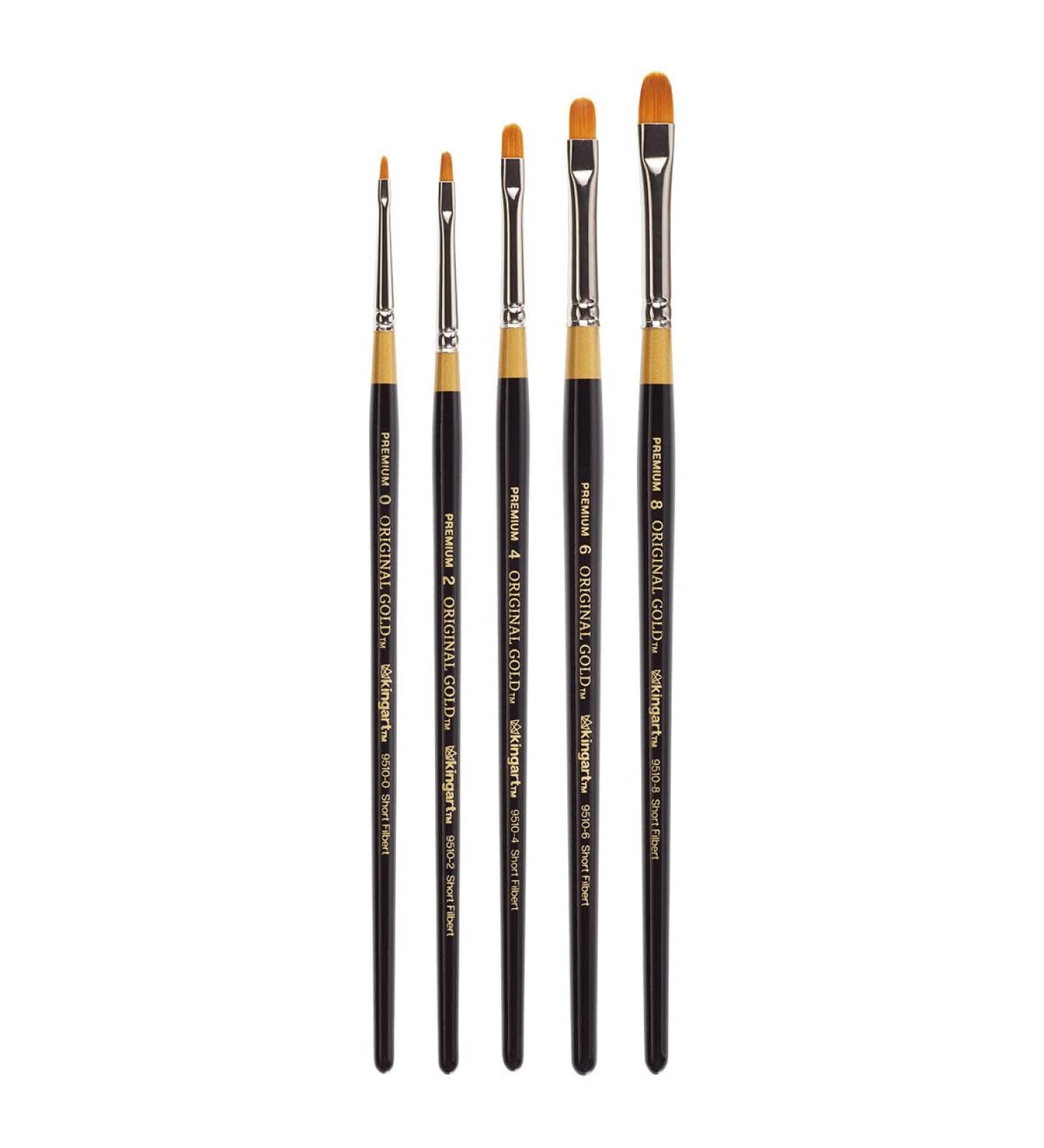 KINGART 9510 Short Filbert Paintbrush Set - Premium Golden Taklon Brushes - Set of 5 - Buy Online on SooperMarket.com