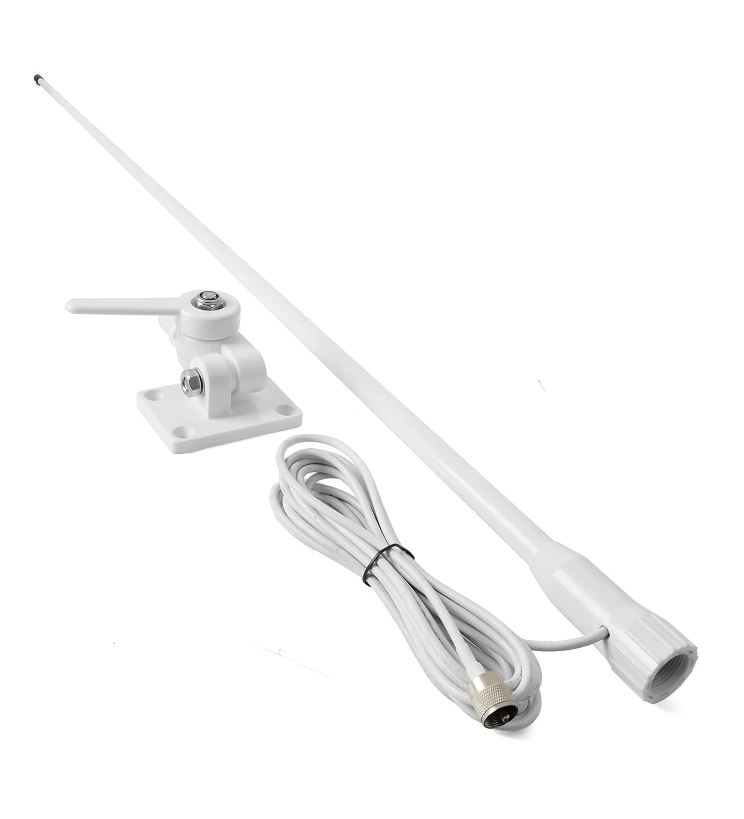 UAYESOK VHF Marine Base Antenna 48 Fiberglass Waterproof Boat Antenna | Adjustable Ratchet Mount - Buy Online on SooperMarket.com