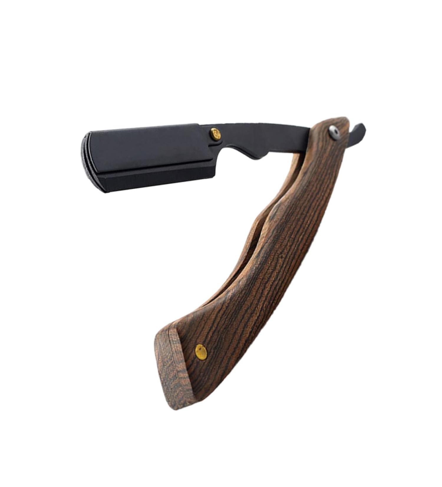 Didiseaon Wooden Razor Manual Shaver - Portable Clip-on Stainless Steel Eyebrow Trimmer | Old Fashioned Foldable Tool Holder for Precision Grooming - Buy Online on SooperMarket.com