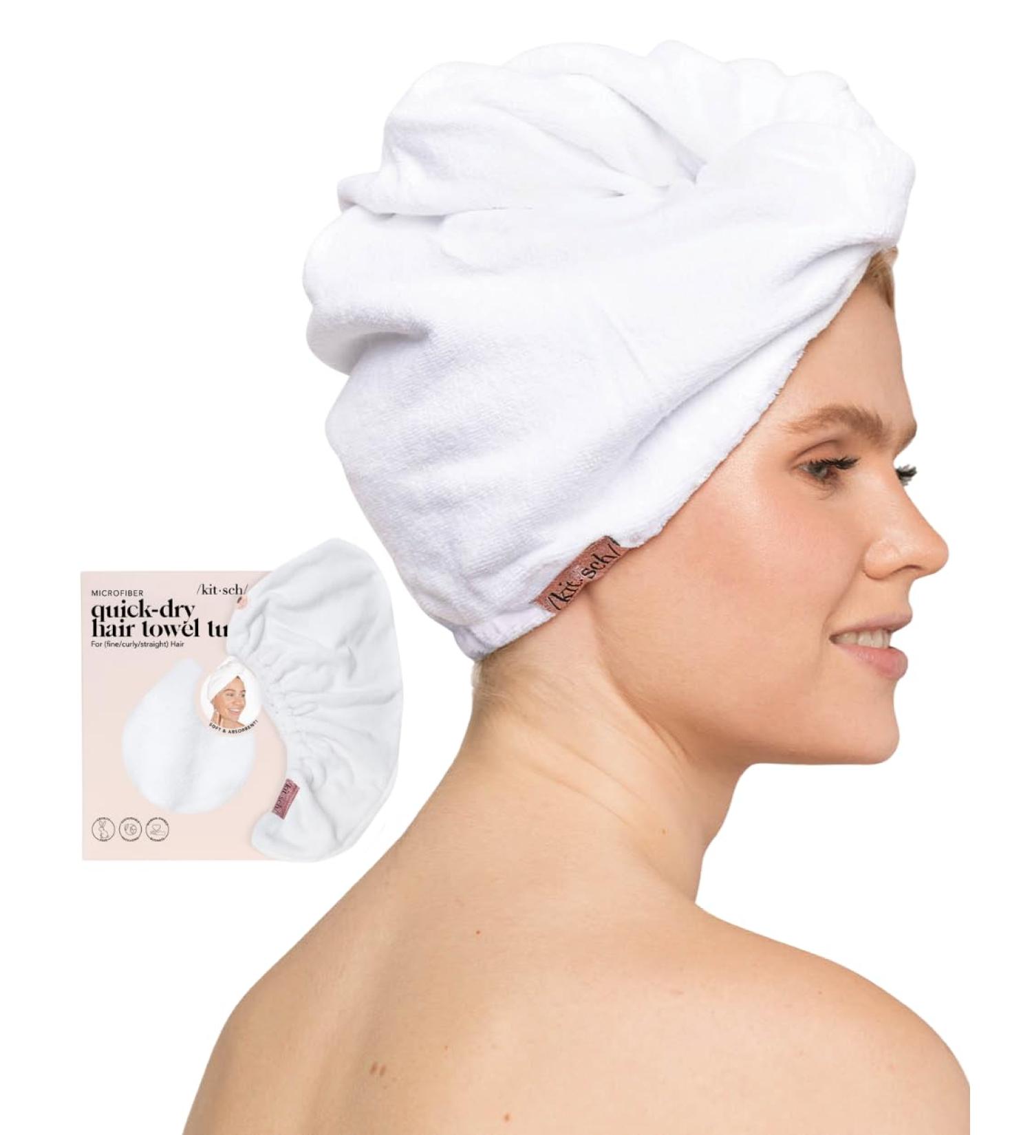 Kitsch Quick Drying Microfiber Hair Towel - Pink & White | 1 EA - Buy Online on SooperMarket.com