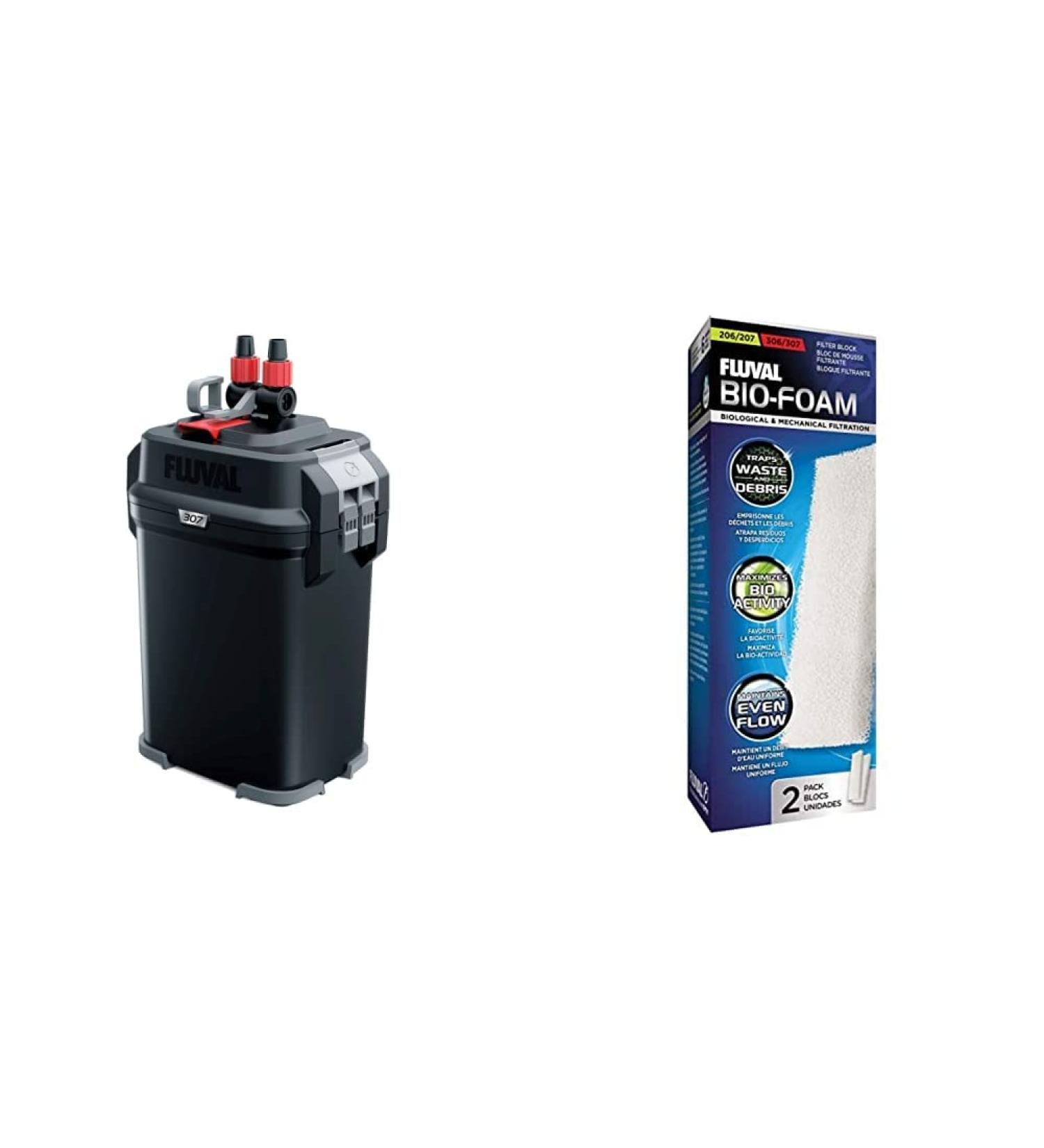Fluval A447 307 External Filter & 300L BIO-FOAM Cartridge | Compatible with 206 306 207 & 307 Series | Premium Black Bundle - International Shipping Available - Buy Online on SooperMarket.com