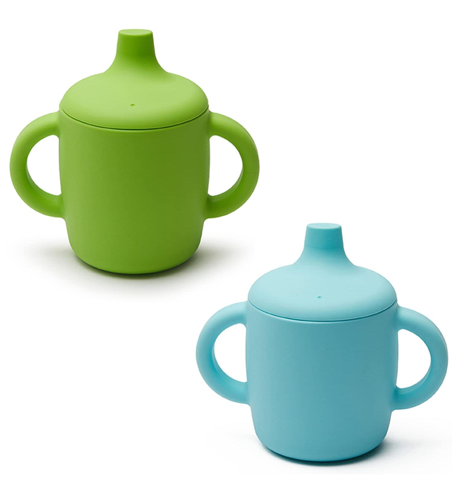 Silikong 8 Oz Silicone No Spill Sippy Cups for Toddlers and Babies - 2 Pack (Green/Blue) | Dishwasher & Microwave Safe - Buy Online on SooperMarket.com