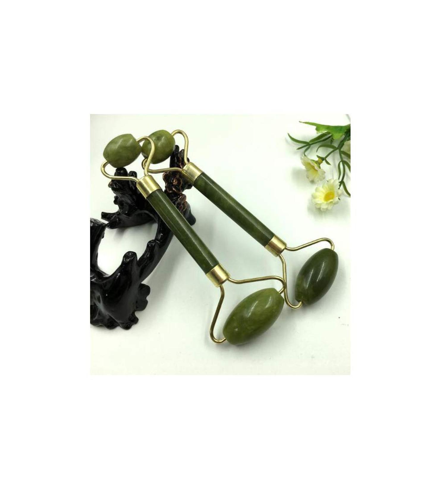 Jade Facial Massage Roller - Natural Anti-Aging Skin Tightening Massager for Face Neck & Eyes | 5.5 Inch Golden - Home Decoration - Buy Online on SooperMarket.com