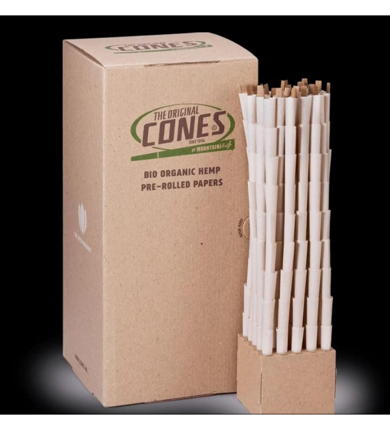 ORIGNAL CONES PREE ROLLED IN BULK BOXES ALL SIZES (BIO ORGANIC HEMP PRE - ROLLED PAPER CONES KING SIZE 20X109mm X 1000)