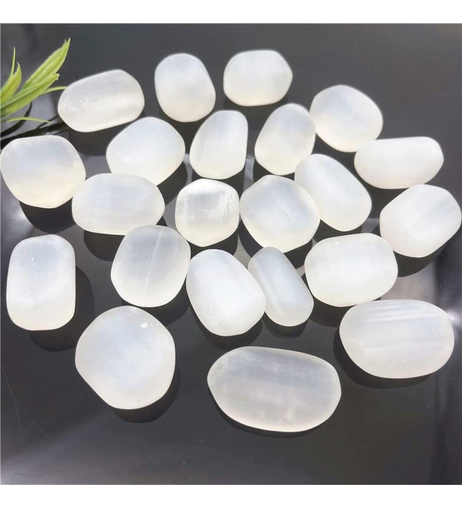 100g Natural White Selenite Gypsum Tumbled Stones Lots Bulk Reiki Polished Crystals Decor Stones - Buy Online on SooperMarket.com
