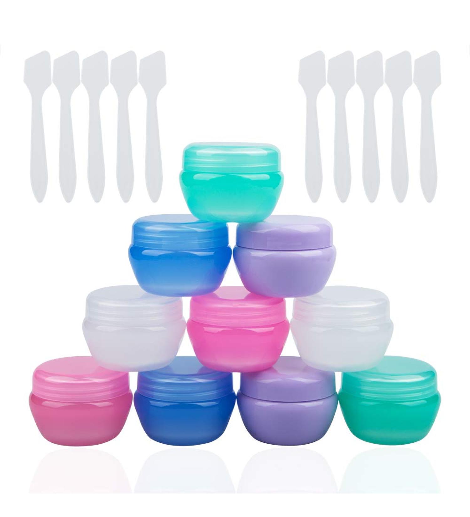 Sonku 10 Pack Small Plastic Travel Containers - TSA Approved Leakproof Mini Cosmetic Jars - 20ml Per Piece - Includes Mini Spatulas - Ideal for Toiletries, Makeup, Cream, Slime - Buy Online on SooperMarket.com