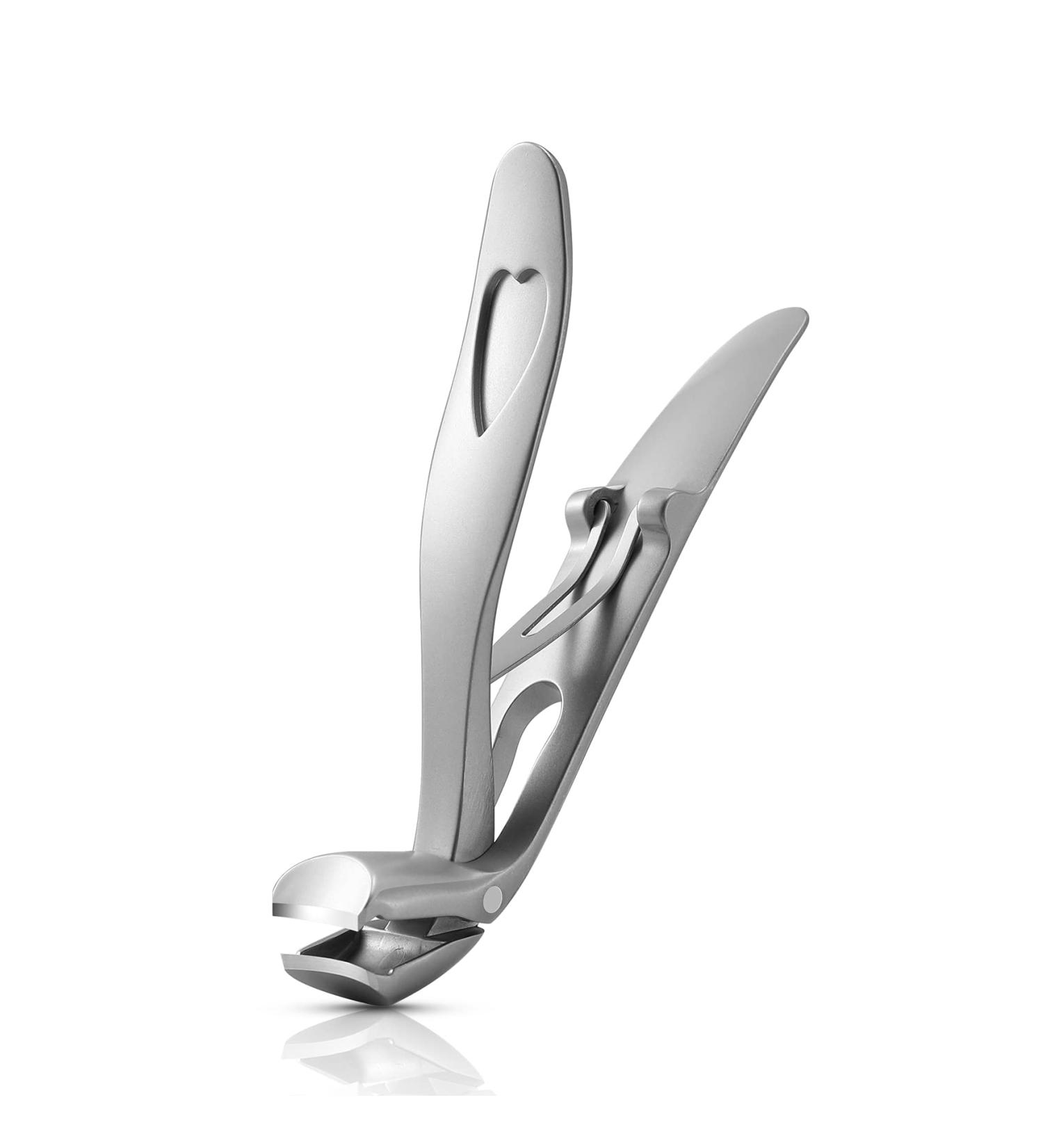 BEZOX Angled Head Nail Clippers for Seniors - Premium Steel Toenail Clipper for Thick Nails - Ergonomic Cutter Trimmer with Catcher - Men and Women - Silver - Buy Online on SooperMarket.com