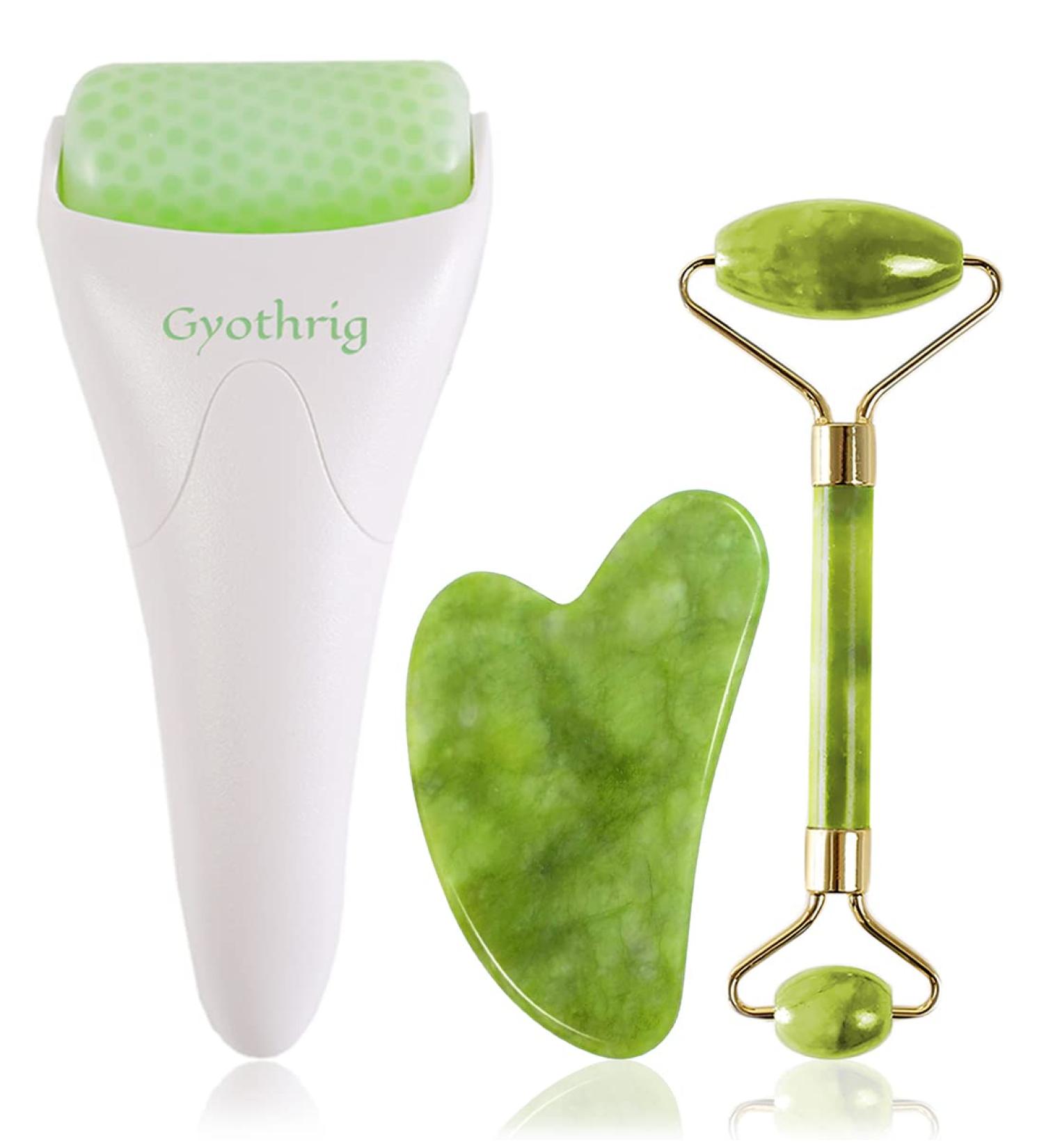 Jade Face Gua Sha Roller - Natural Cooling Anti-Wrinkle Skin Care Tool for Migraine Relief and Muscle Relaxation - Perfect Mother's Day Gift - Buy Online on SooperMarket.com