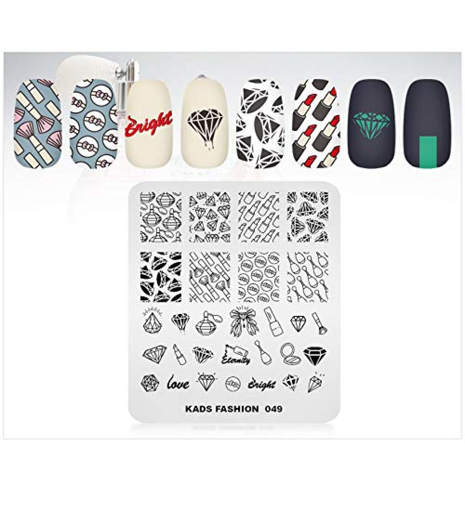 Nail Stamping Plate Fashion Diamond Lipstick Make Up Beauty Theme Multi-Pattern Stamp Print Image Stamp Template Nail Art for Nail Design 3# - Buy Online on SooperMarket.com