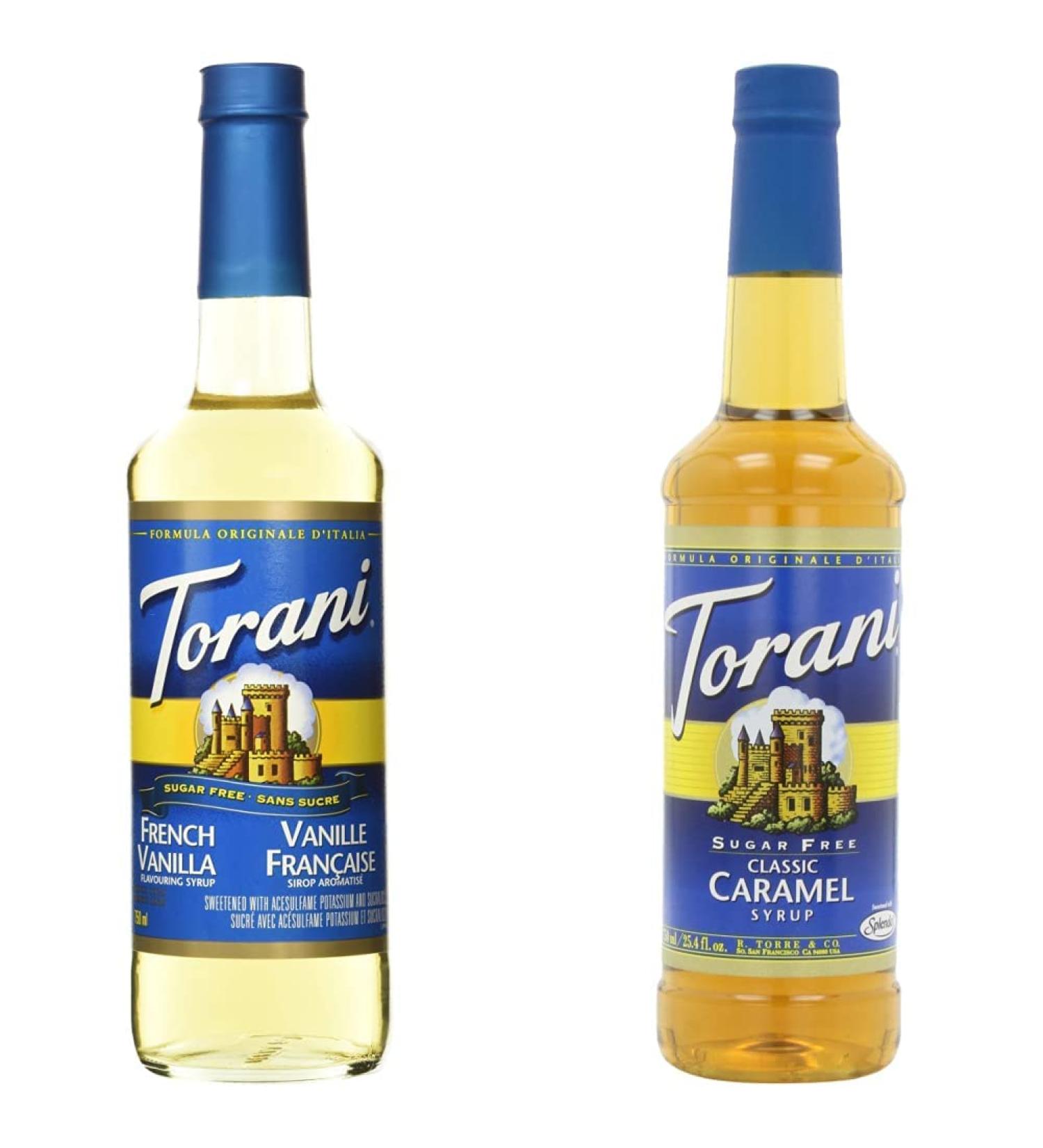 Torani Sugar Free French Vanilla Flavour Syrup 750ml & Sugar Free Caramel Classic Syrup Pet Bottle 750 milliliters - Buy Online on SooperMarket.com