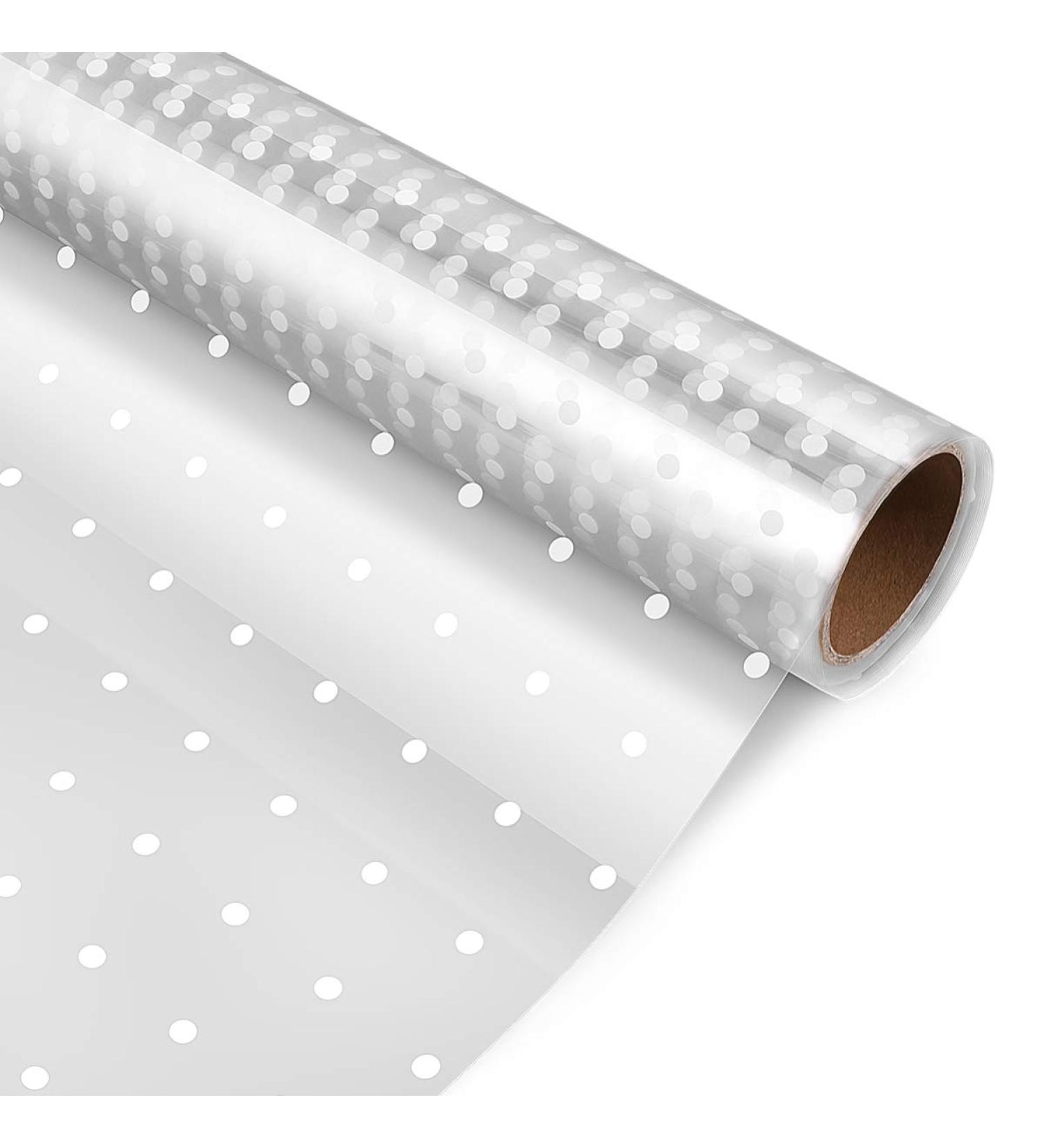 STOBOK Cellophane Wrap Roll White Dot Florist Paper Wrapper 15.7 inch x100 Ft Crystal Long Film Gift Wrappings Packing Paper for Flowers Craft Basket Bouquet Fruit Food - Buy Online on SooperMarket.com