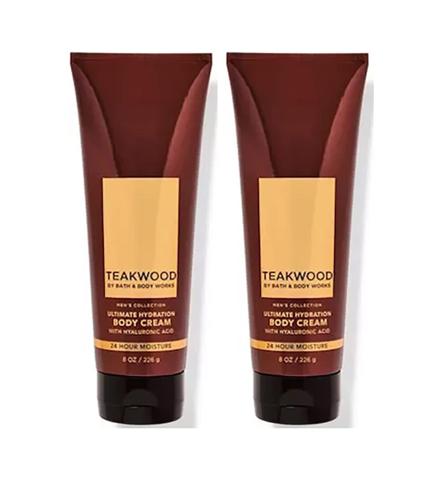 Bath and Body Works Teakwood Men's Collection Ultimate Hydration Ultra Shea Body Cream 8 Oz 2 Pack (Teakwood)