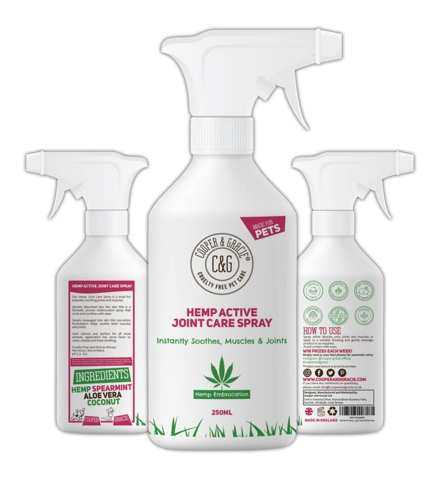 Hemp Active Joint Care Spray | Instant Soothes Muscle & Joint | Quick Absorb | 100% Cruelty Free Vet Recommended | Best For Dogs And Horses | Amazing Essential Oil Embrocation - Buy Online on SooperMarket.com